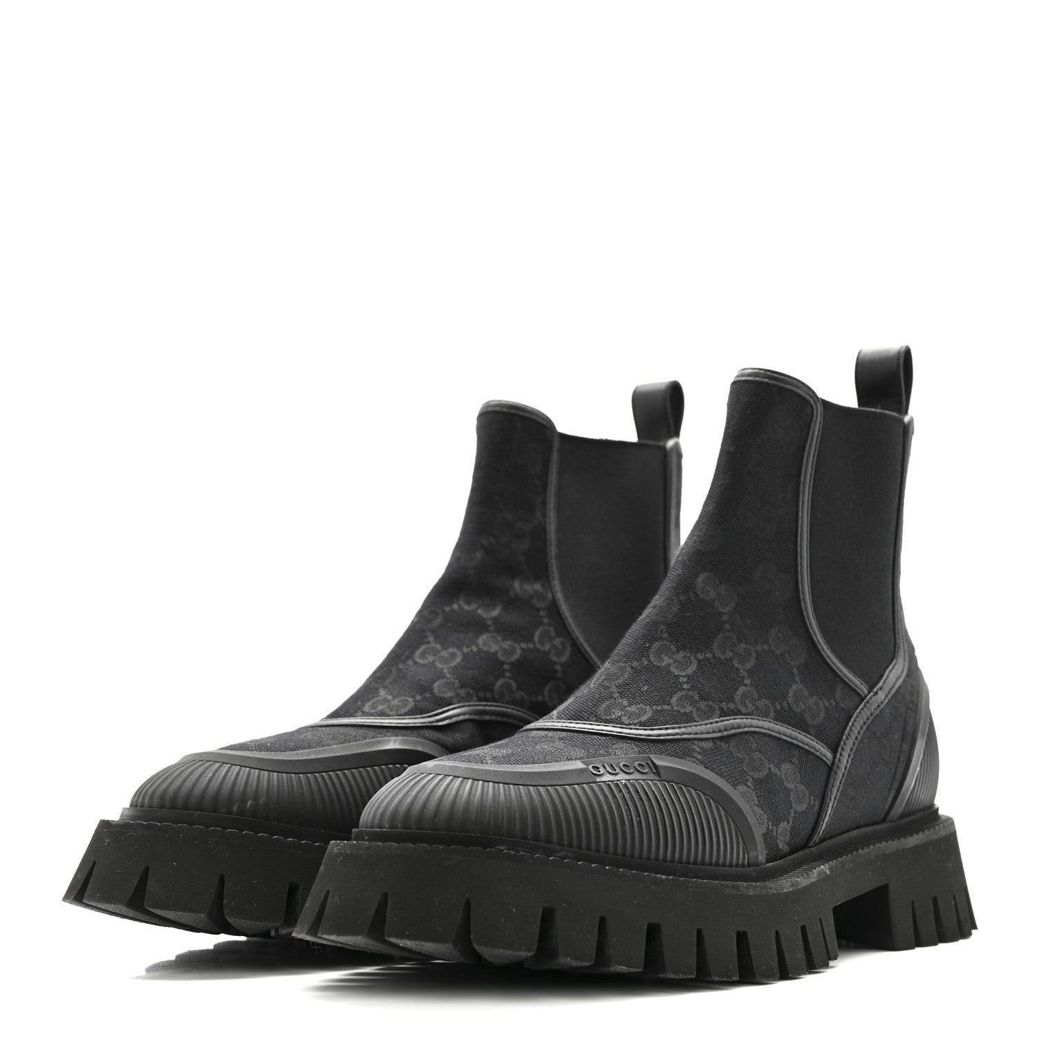 Canvas Calfskin GG Supreme Ankle Boots 39 Black