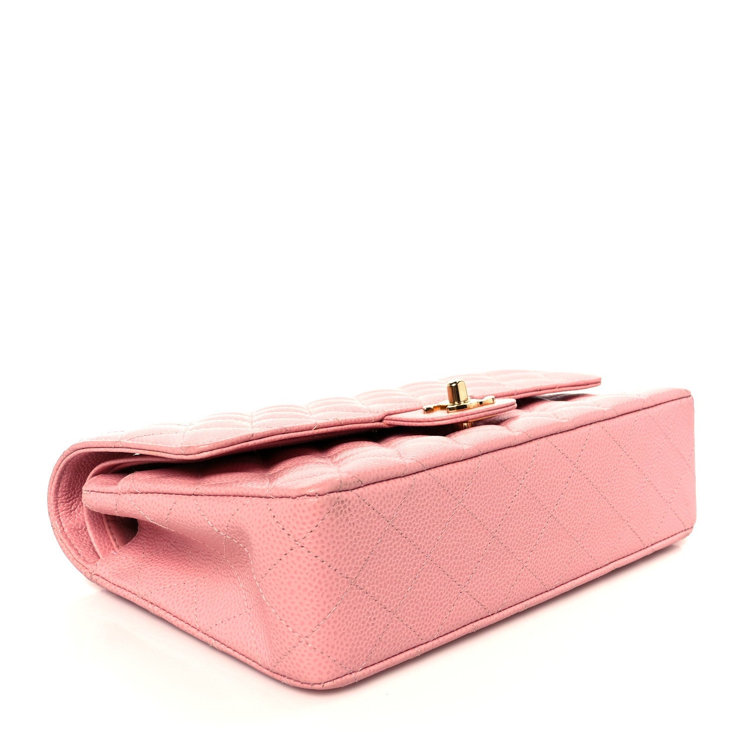 Caviar Quilted Medium Double Flap Pink