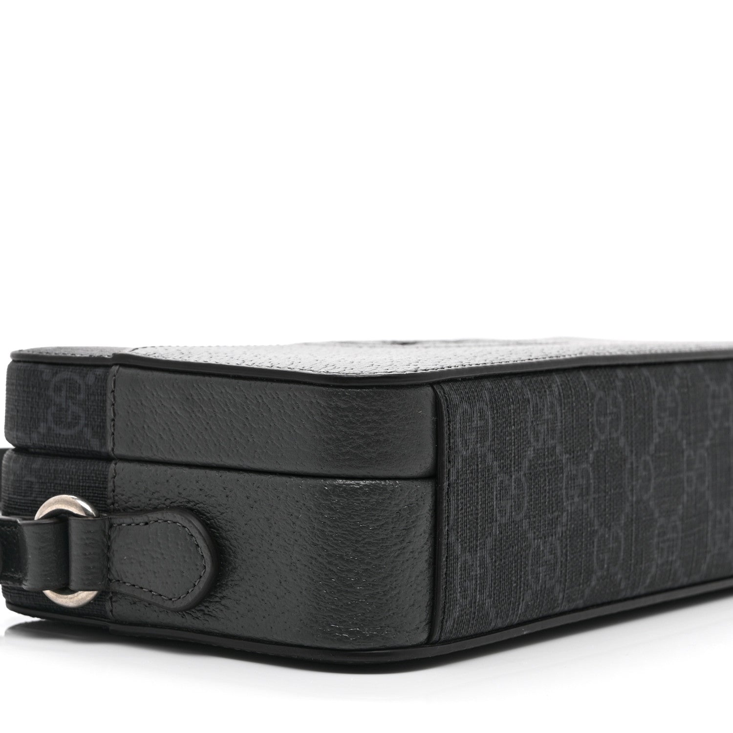 GG Supreme Monogram Textured Dollar Calfskin Mini New Basket Shoulder Bag Black Grey