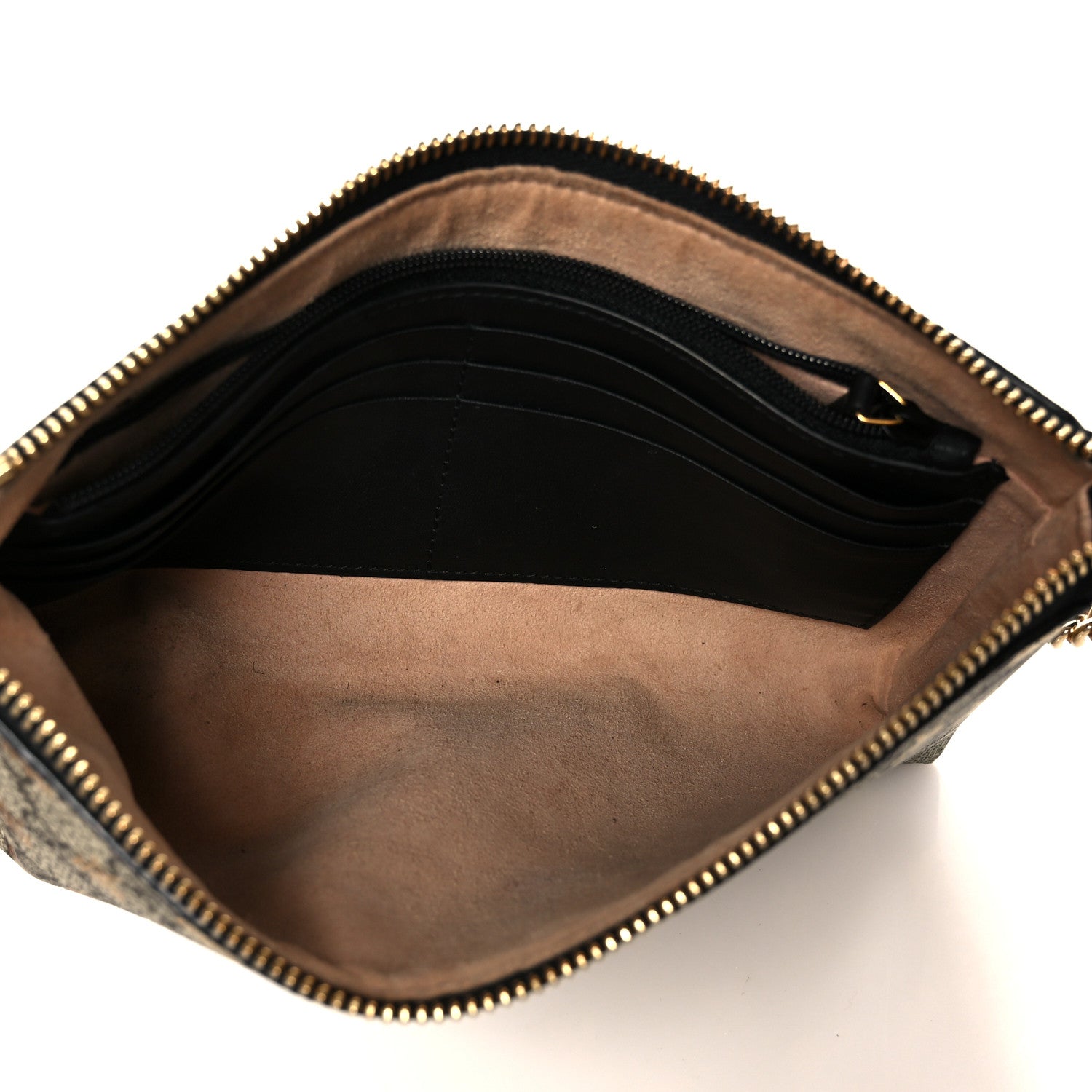 GG Supreme Monogram Bees Wrist Wallet Beige Black