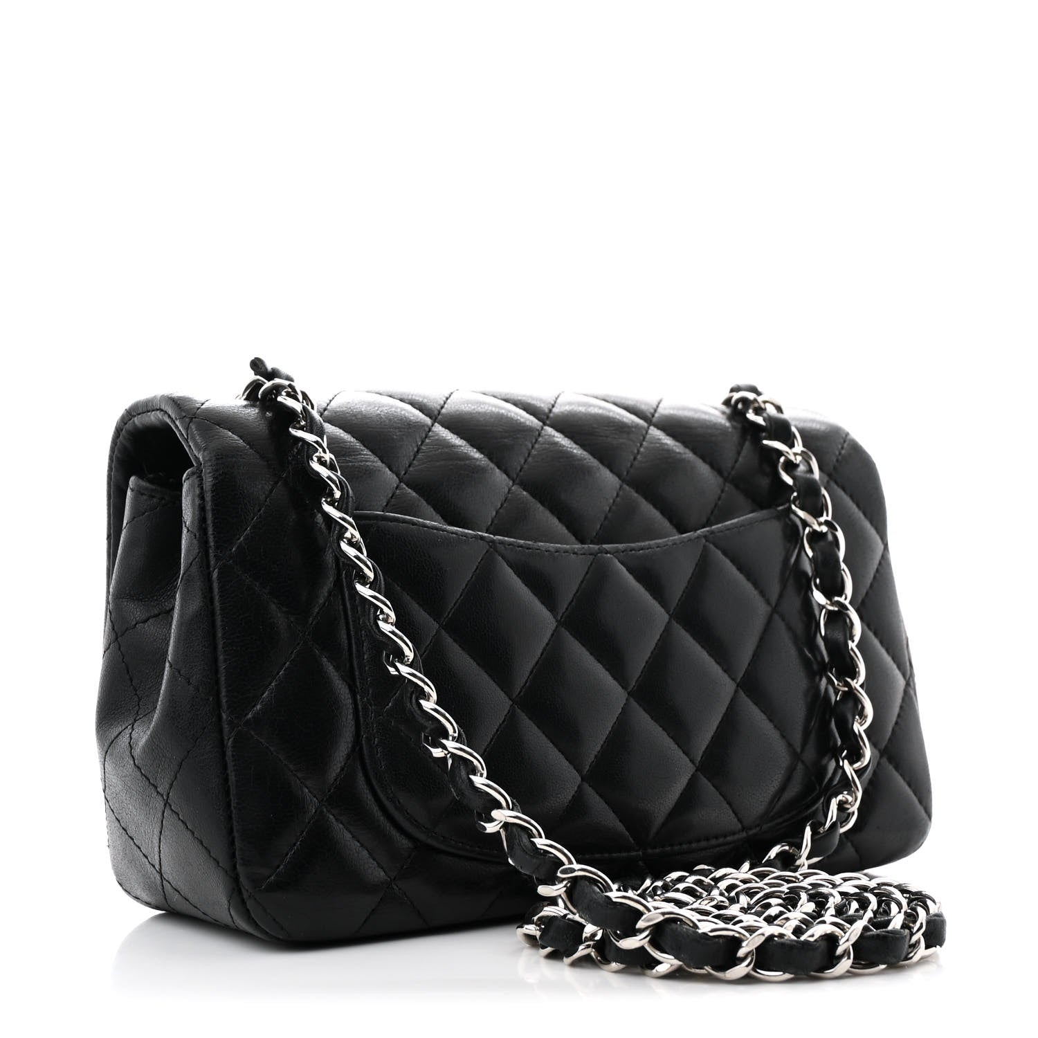 Lambskin Quilted Mini Rectangular Flap Black