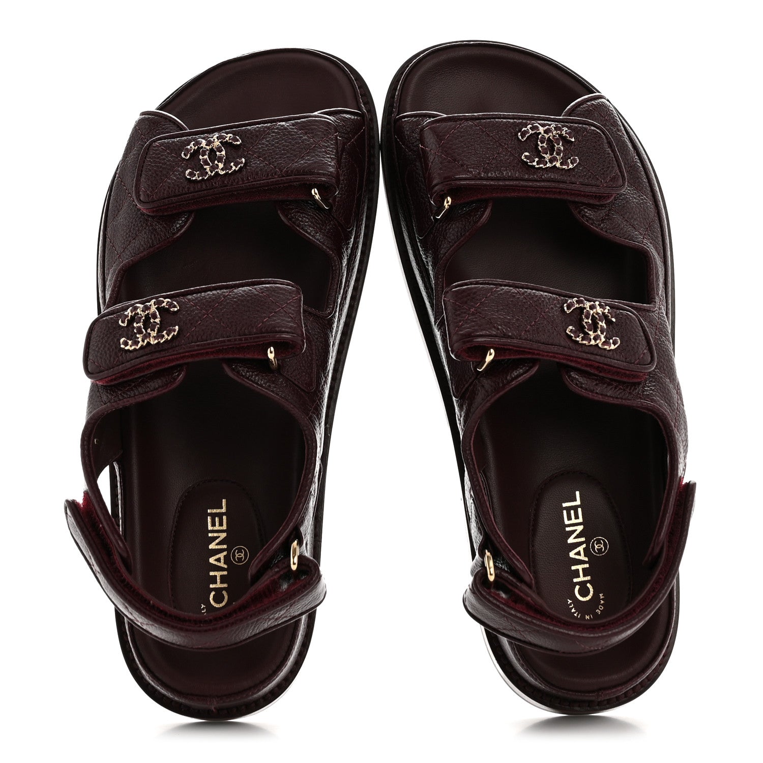 Grained Calfskin Velcro Dad Sandals 36.5 Maroon