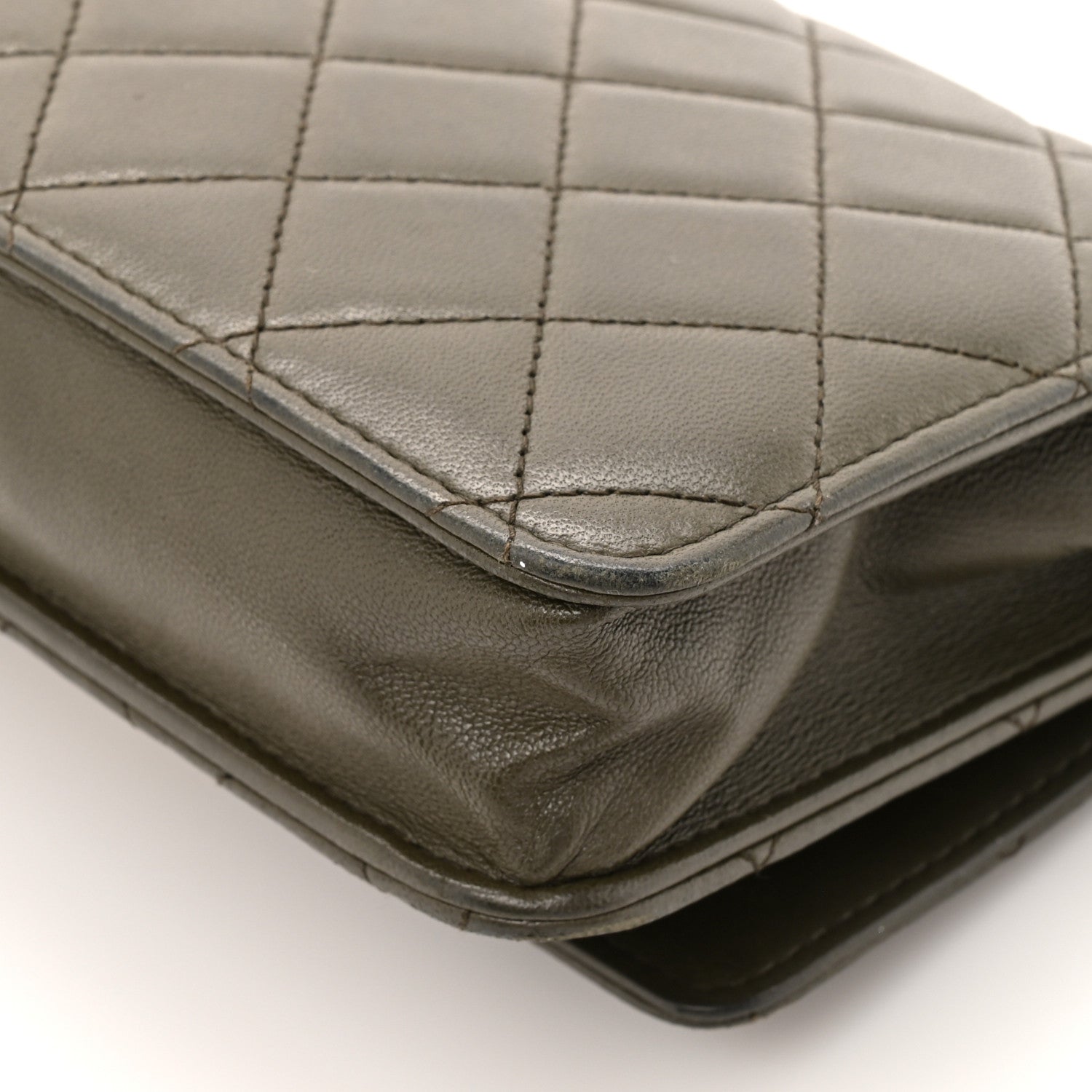 Lambskin Quilted Trendy CC Wallet On Chain WOC Green