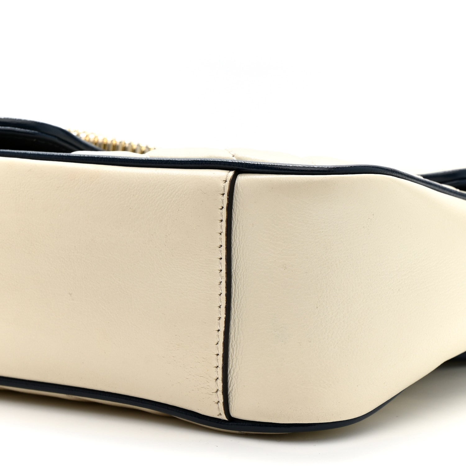 Vintage Effect Calfskin Matelasse Diagonal Small Torchon GG Marmont Shoulder Bag Mystic White Blue Agata