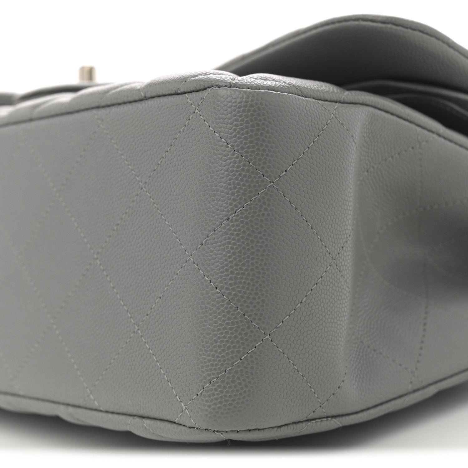 Caviar Quilted Jumbo Double Flap Grey