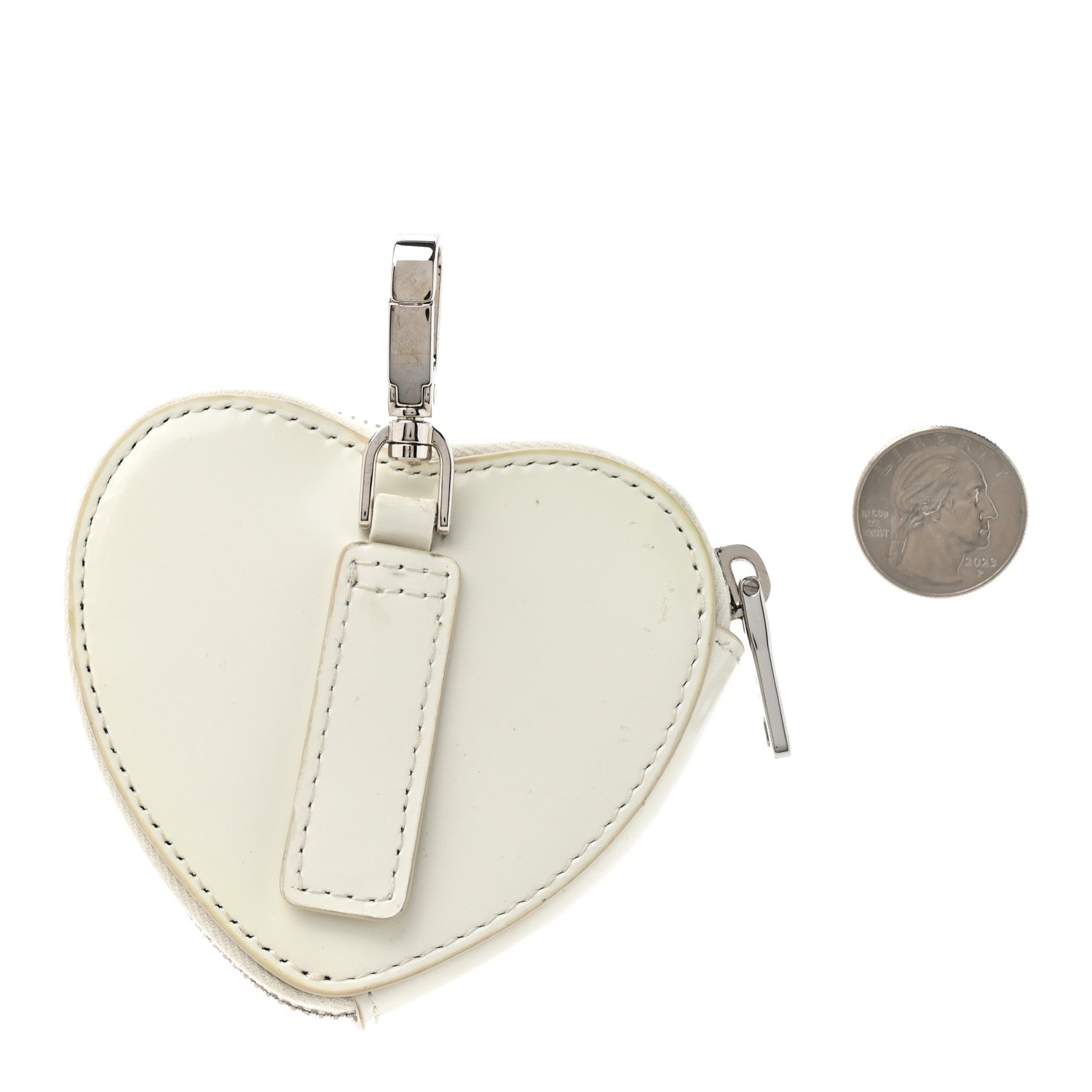 Spazzolato Heart Coin Pouch Bag Charm White