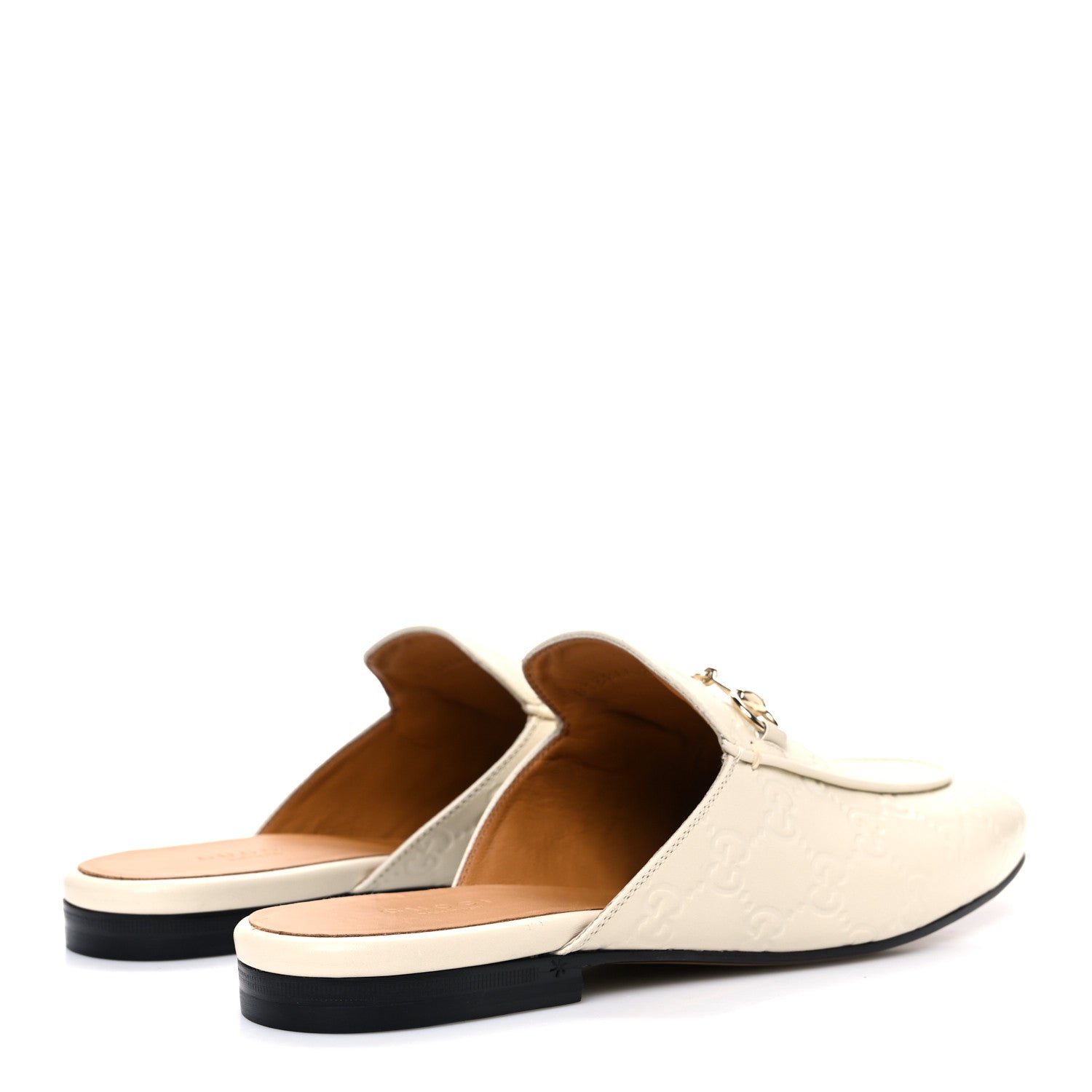 Glamour Calfskin Guccissima Womens Princetown Slippers 39.5 Mystic White