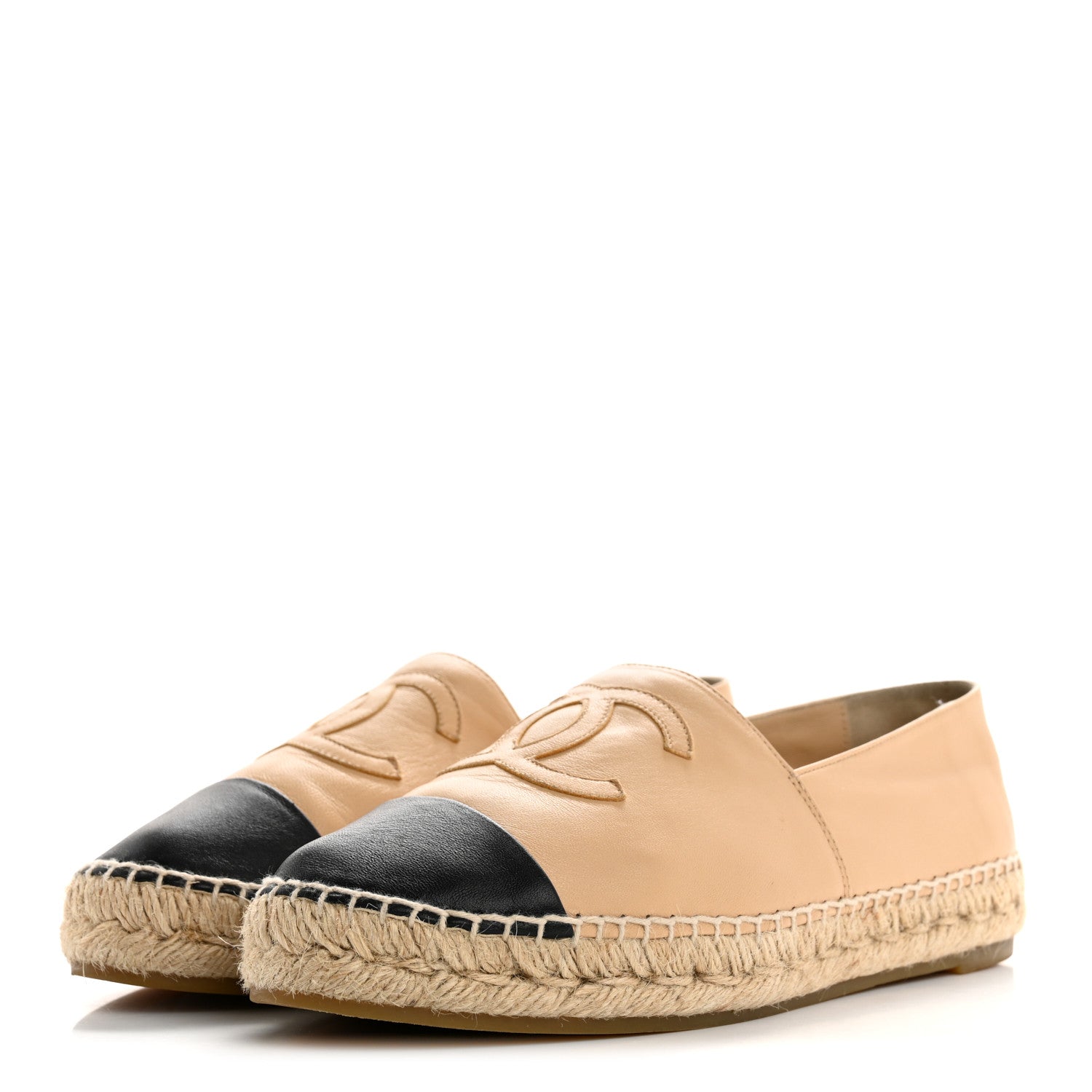 Lambskin CC Espadrilles 40 Beige Black