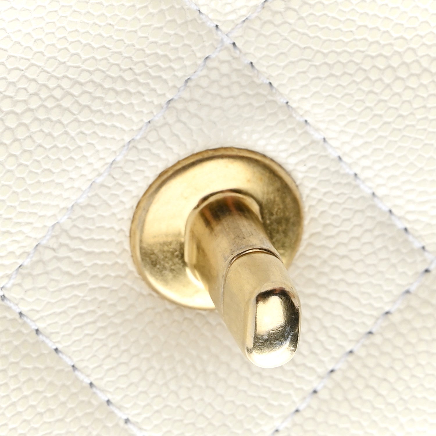 Caviar Quilted Mini Twist Your Buttons Flap  White