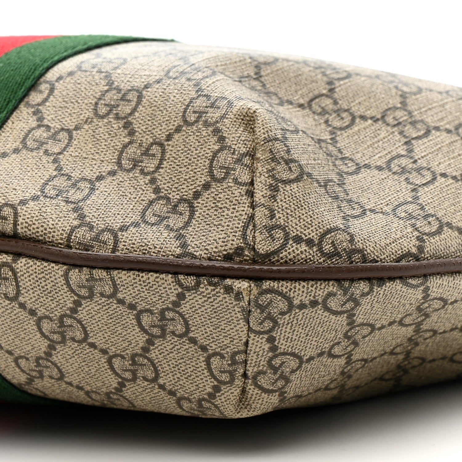 GG Supreme Monogram Web Small Ophidia Half Moon Hobo Brown