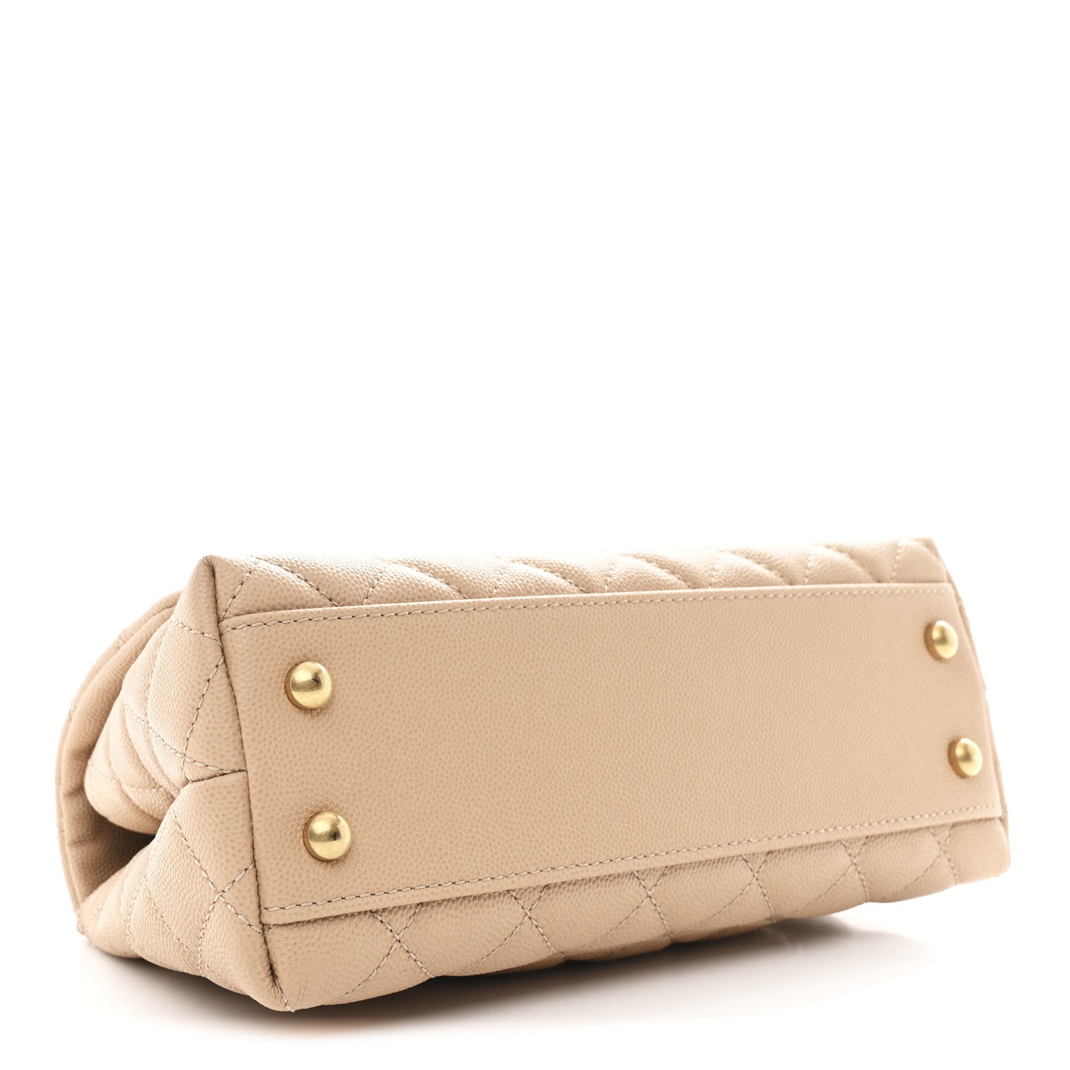 Caviar Lizard Embossed Quilted Mini Coco Handle Flap Beige