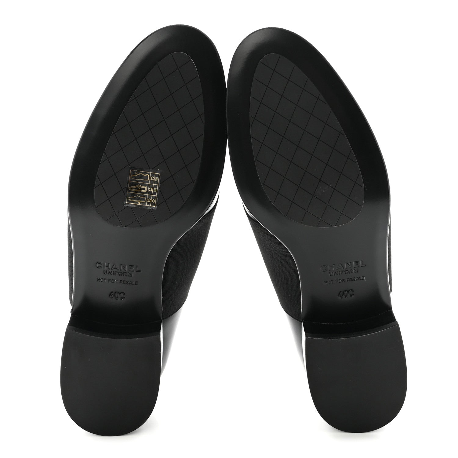 Calfskin Elastic Lace Up Cap Toe CC Loafers 40 Black
