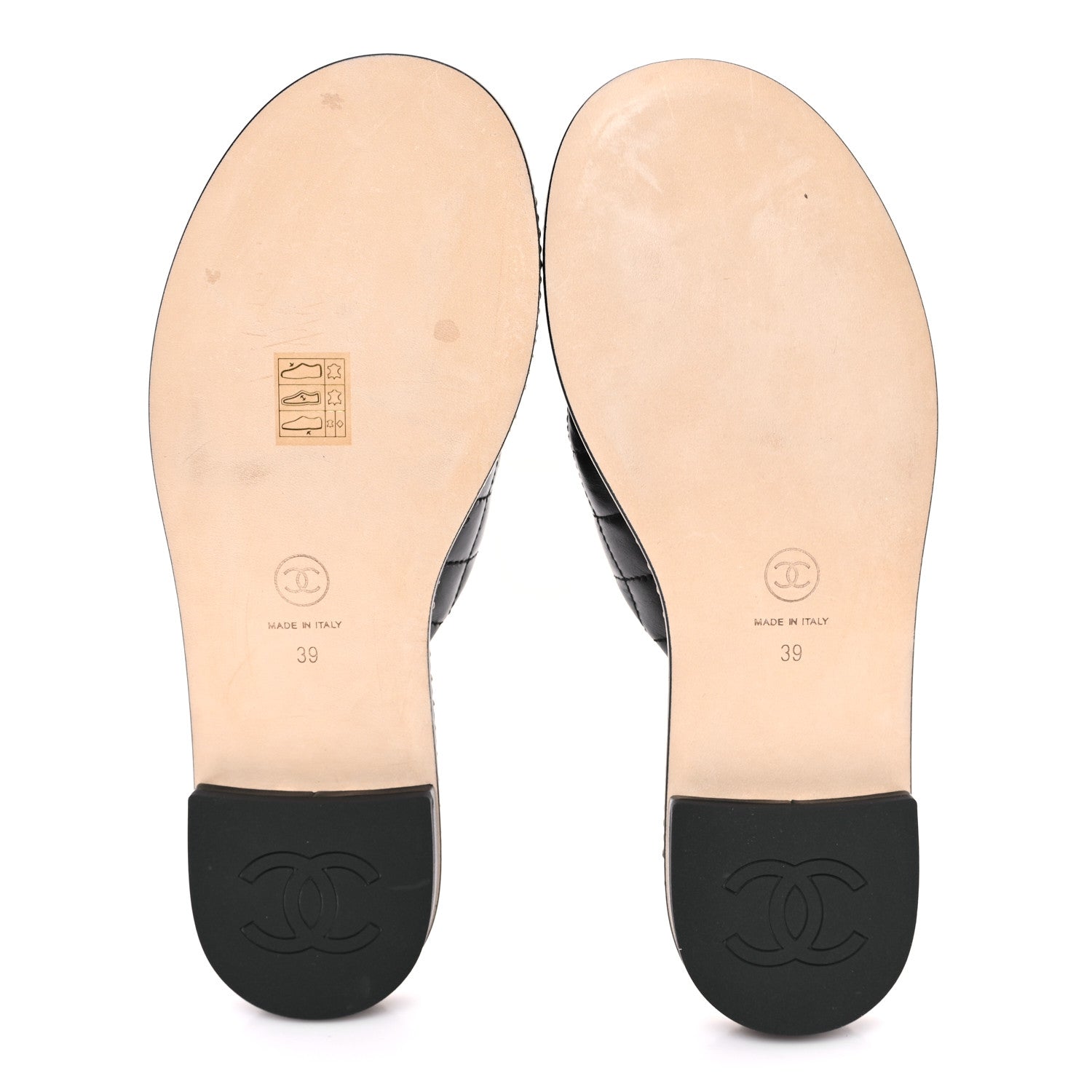 Lambskin Quilted Chain CC Sandals 39 Black