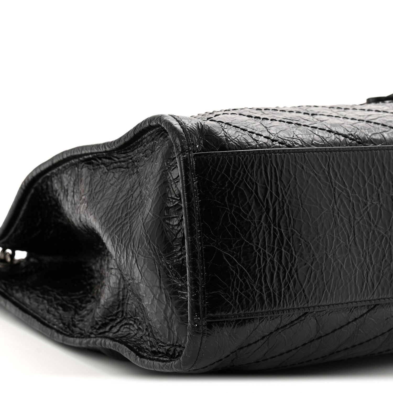 Crinkled Calfskin Matelasse Monogram Large Niki Shopper Tote  Black