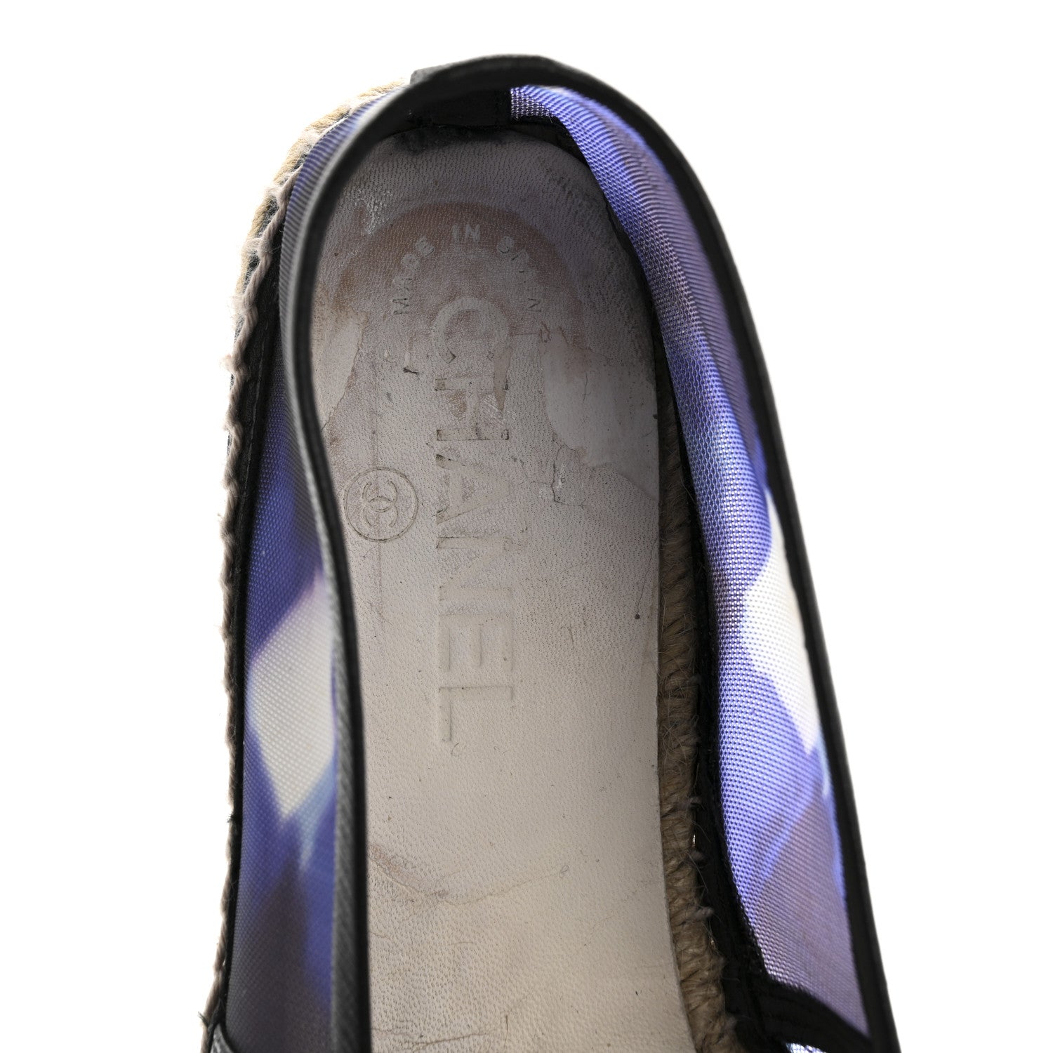 Mesh Grosgrain CC Espadrilles 37 Purple Black