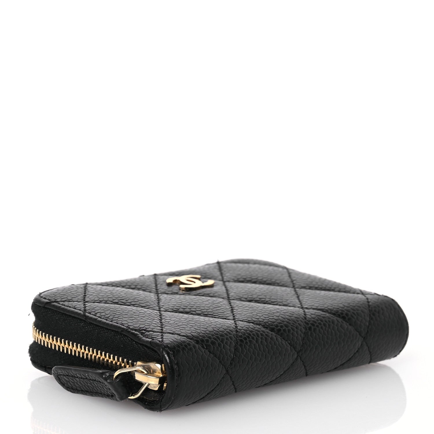 Caviar Quilted Classic Zipped Coin Purse Black