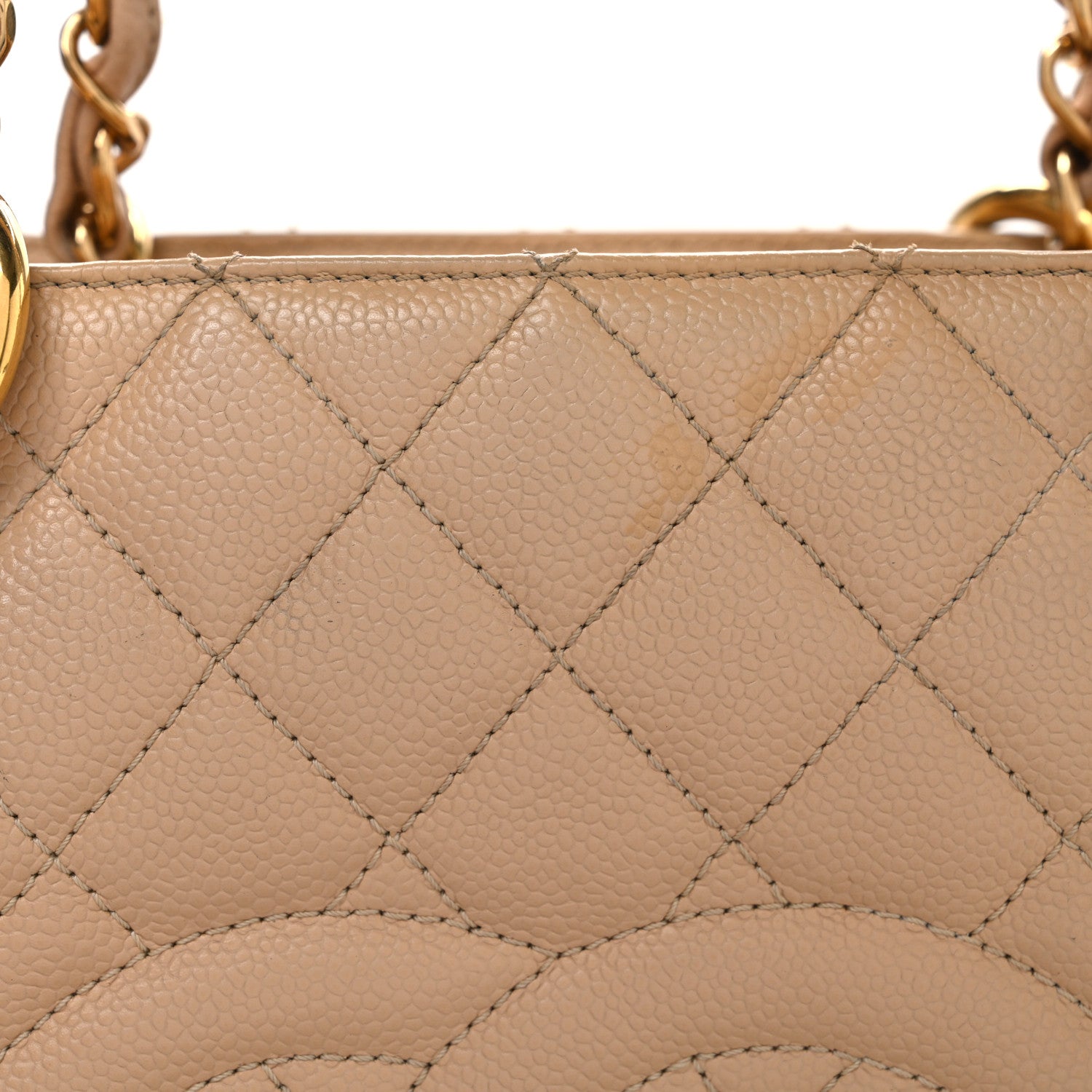 Caviar Quilted Grand Shopping Tote GST Beige