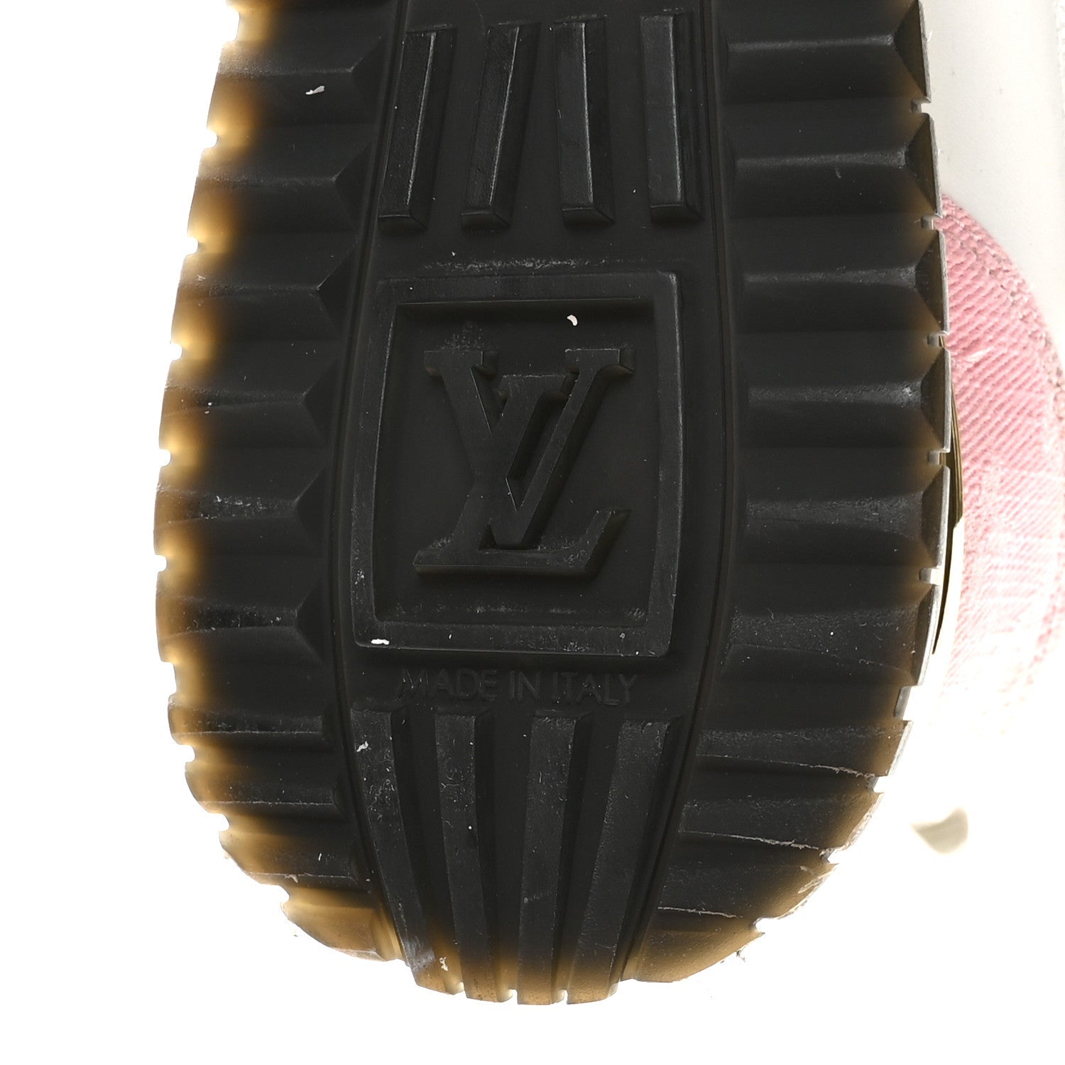 Calfskin Monogram Denim Run Away Sneakers 37.5 Pink
