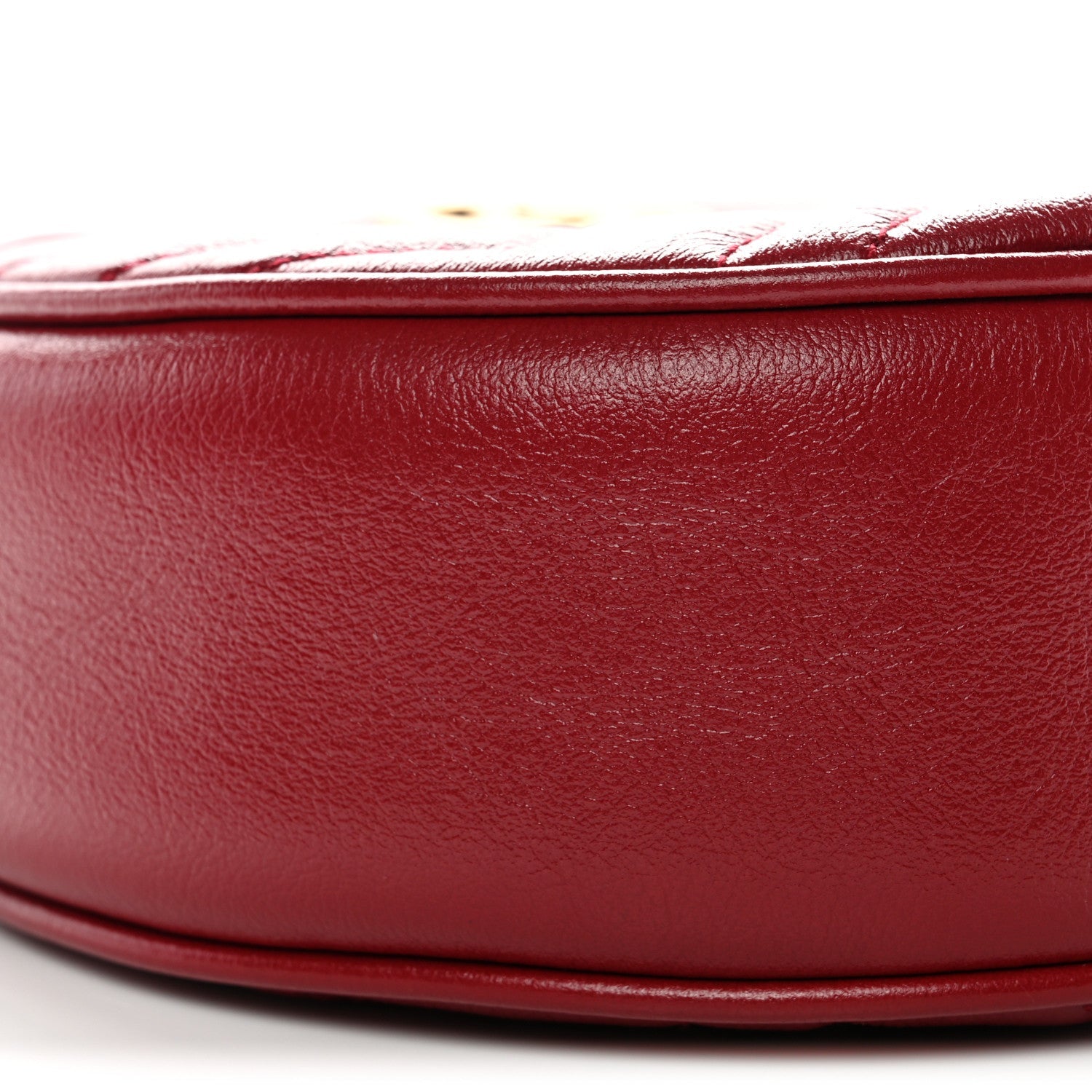 Glazed Calfskin Matelasse Heart Mini GG Marmont Round Shoulder Bag Romantic Cerise