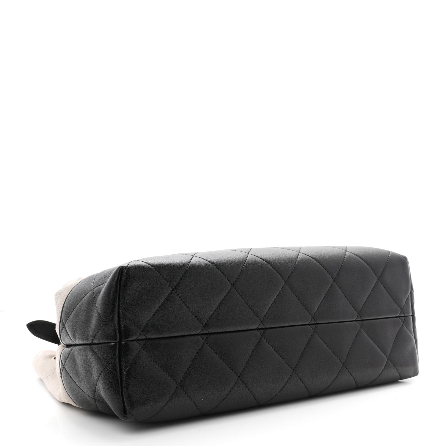 Suede Calfskin Shiny Lambskin Quilted Small Coco Base Shopping Bag Grey Black