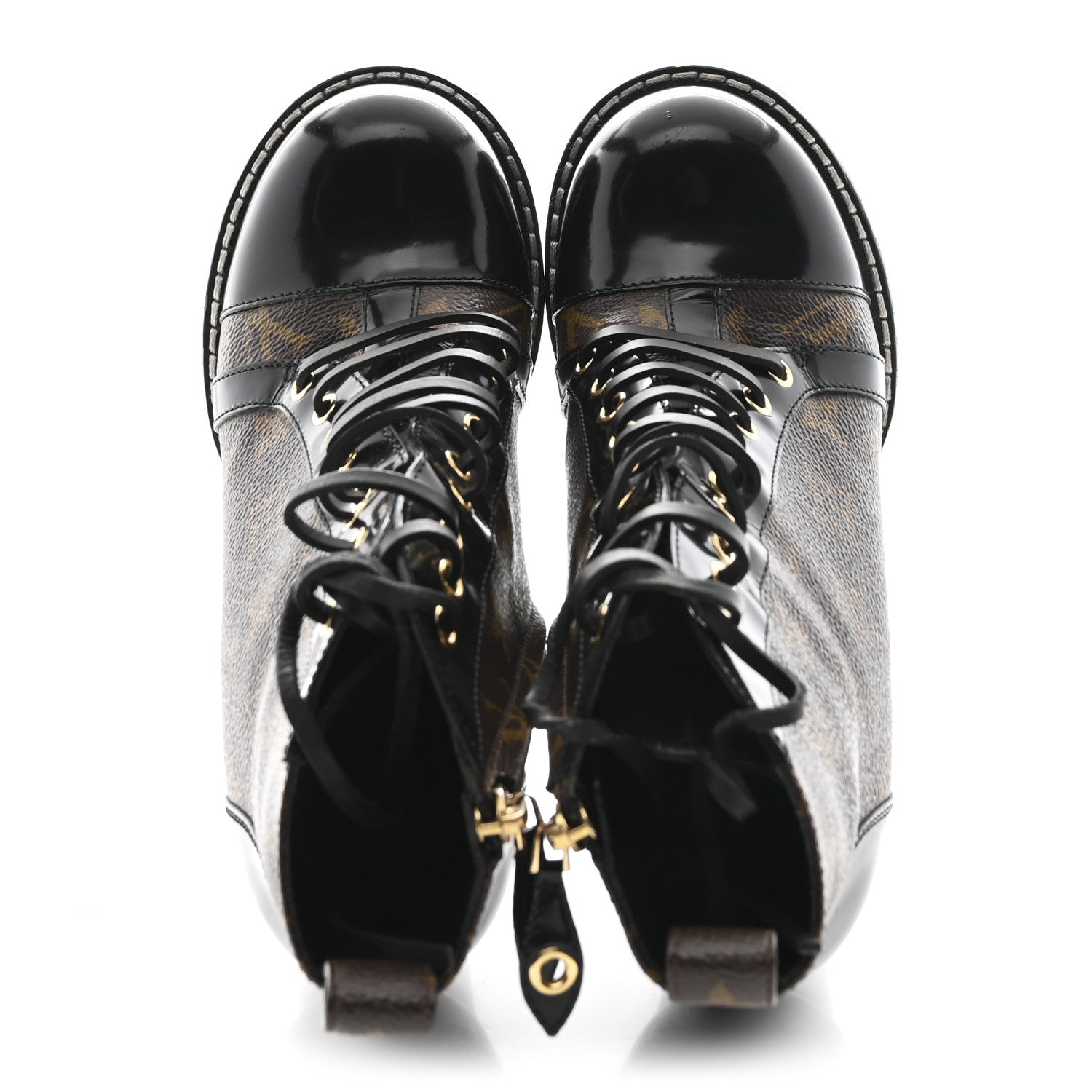 Patent Calfskin Monogram Star Trail Ankle Boots 37.5 Black