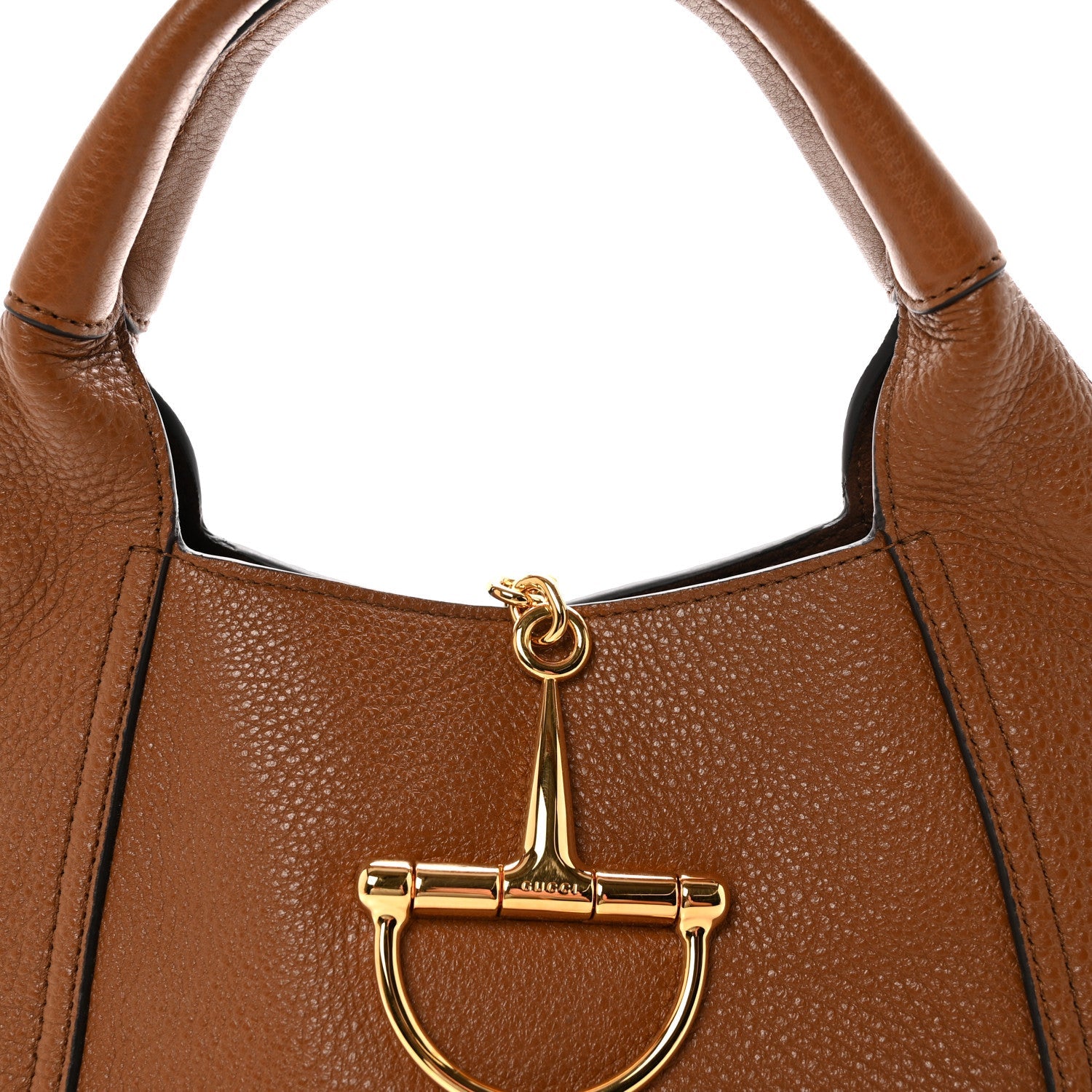 Grained Calfskin Softbit Medium Shoulder Bag Brown