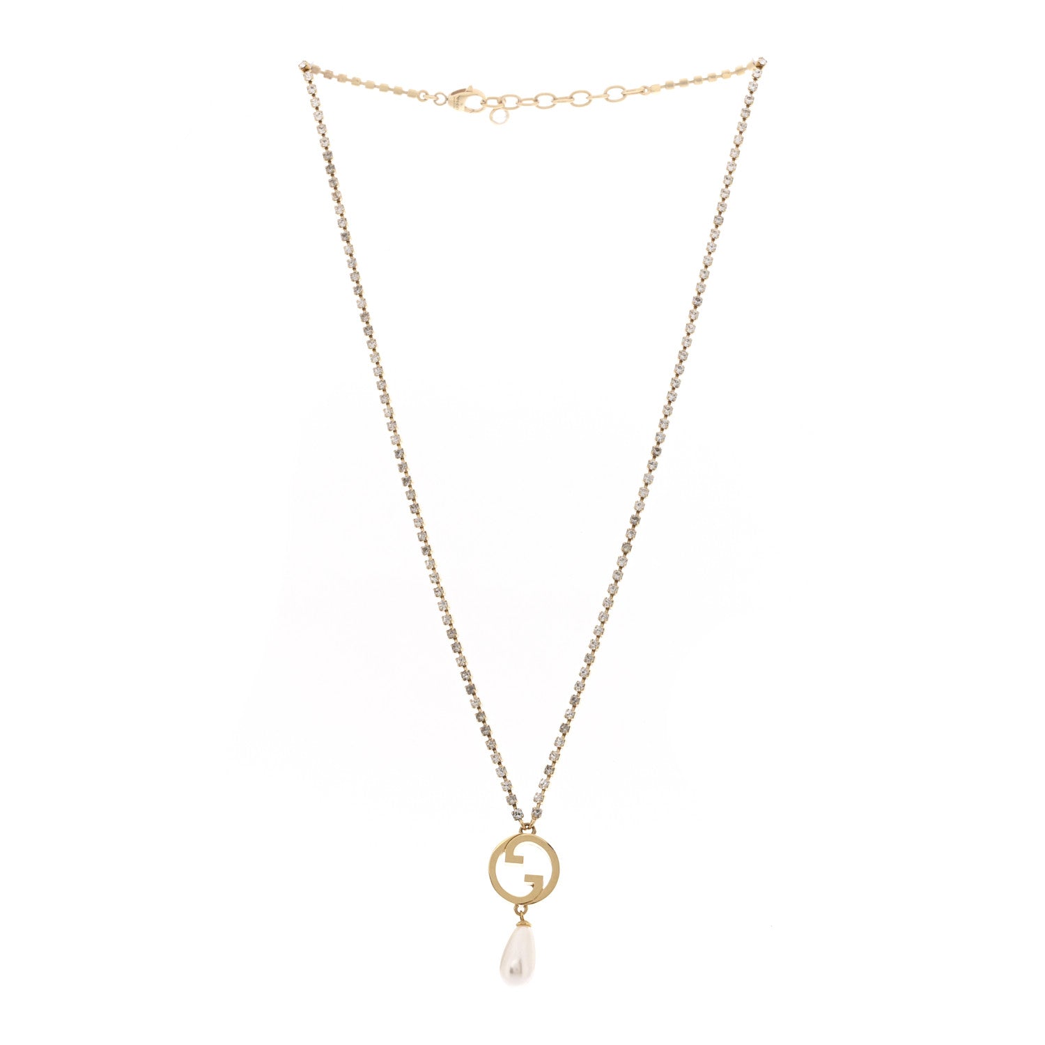 Metal Crystal Pearl Blondie Necklace Gold