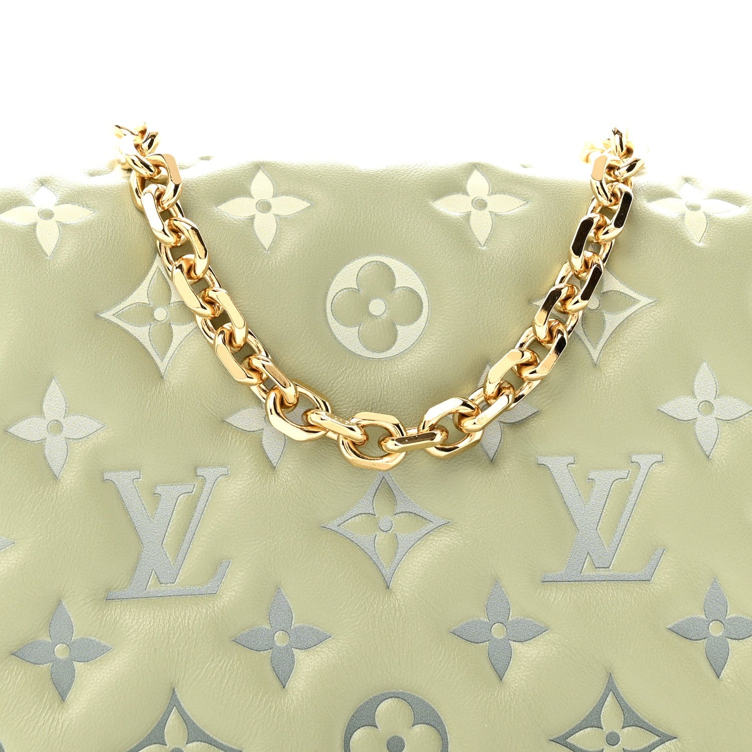 Lambskin Embossed Monogram Pochette Coussin Green