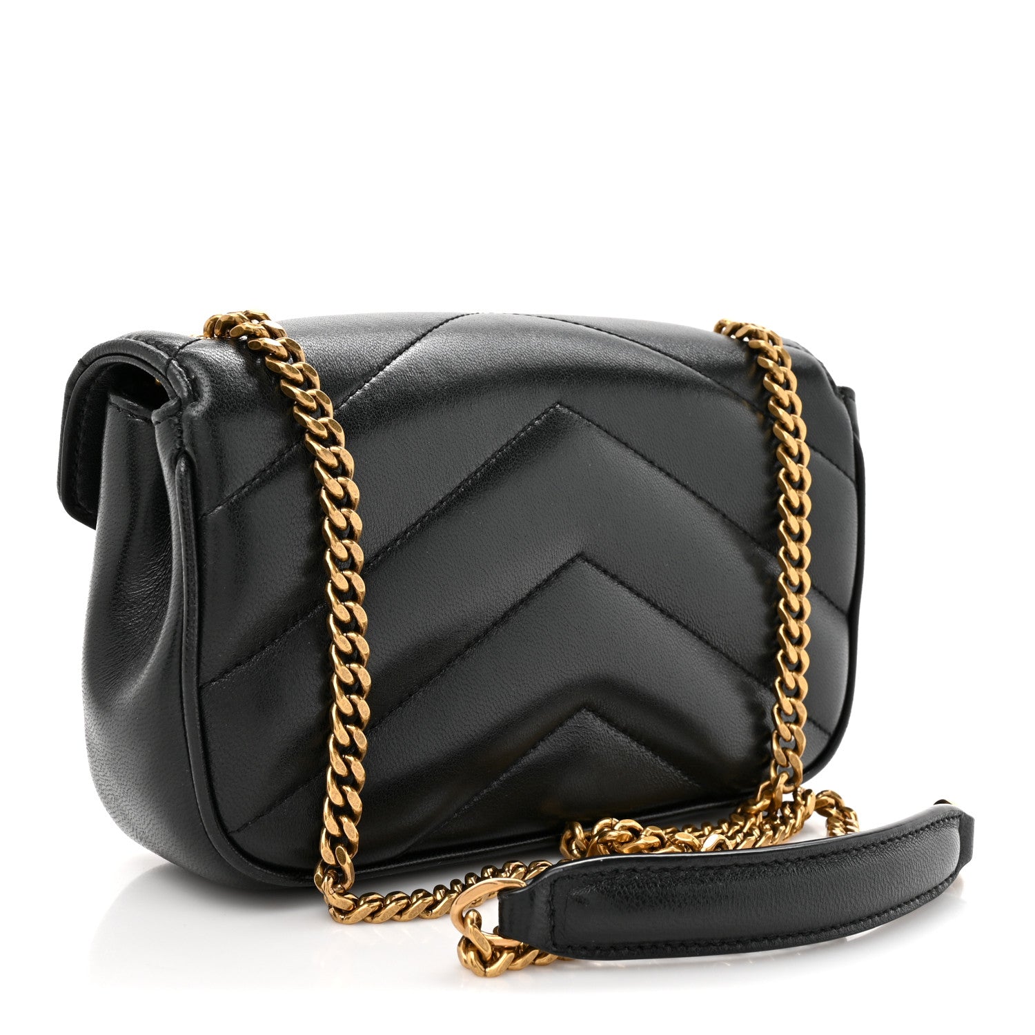 Lambskin Chevron Quilted Mini Loulou Black