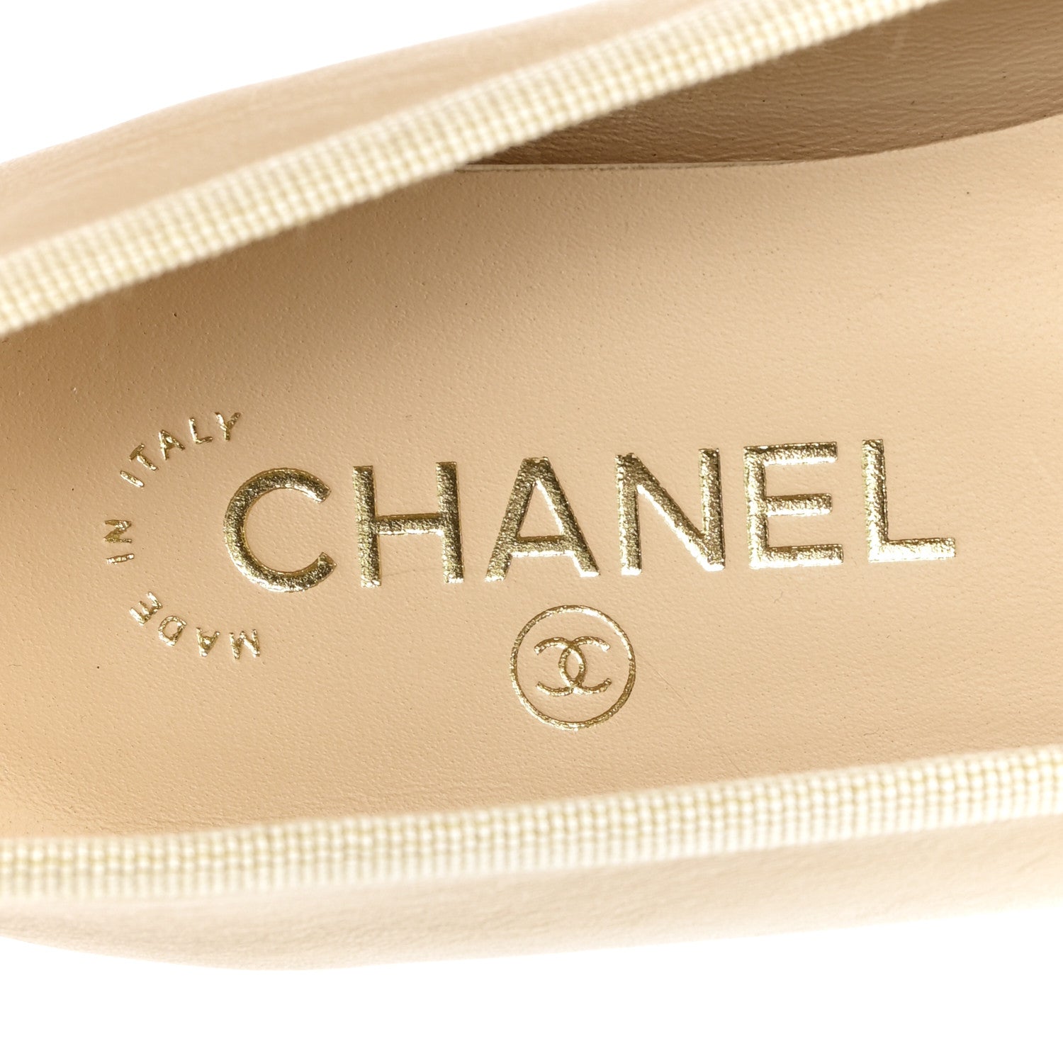 Lambskin Cap Toe CC Ballerina Flats 39.5 Beige Black