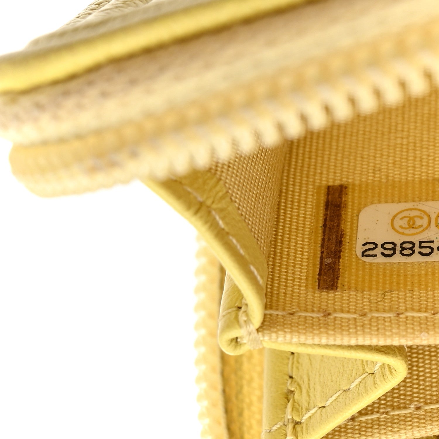 Caviar Chevron Quilted Boy Zip Around Coin Purse Wallet Yellow
