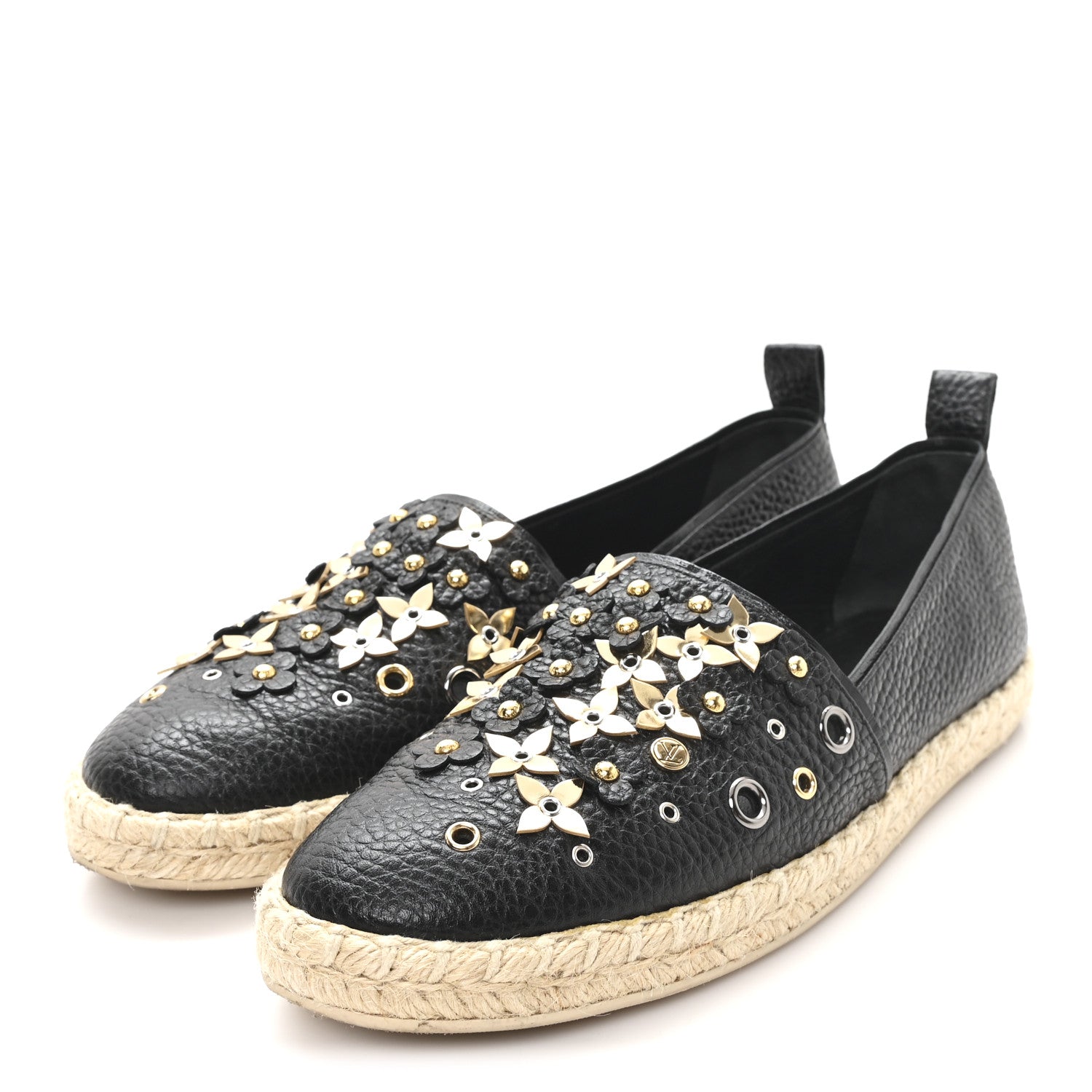 Calfskin Tropical Bloom Espadrille Flat 40 Black