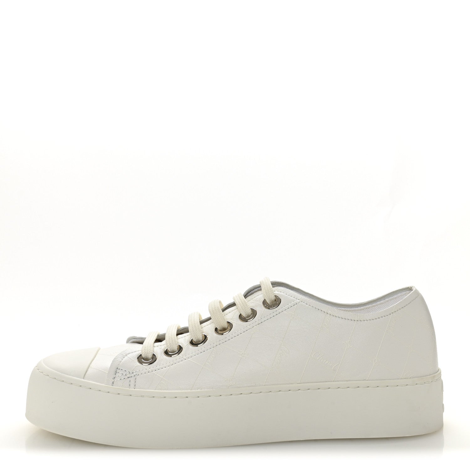 Lambskin Printed Logo Sneakers 38 White