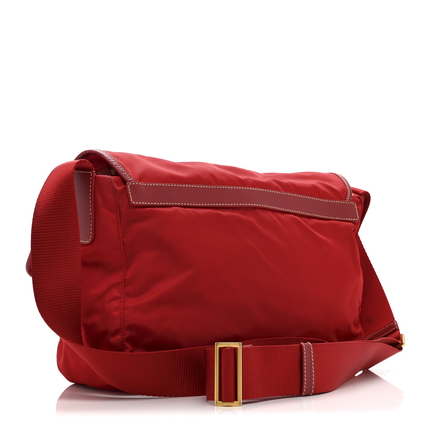Tessuto Nylon Saffiano Messenger Bag Red