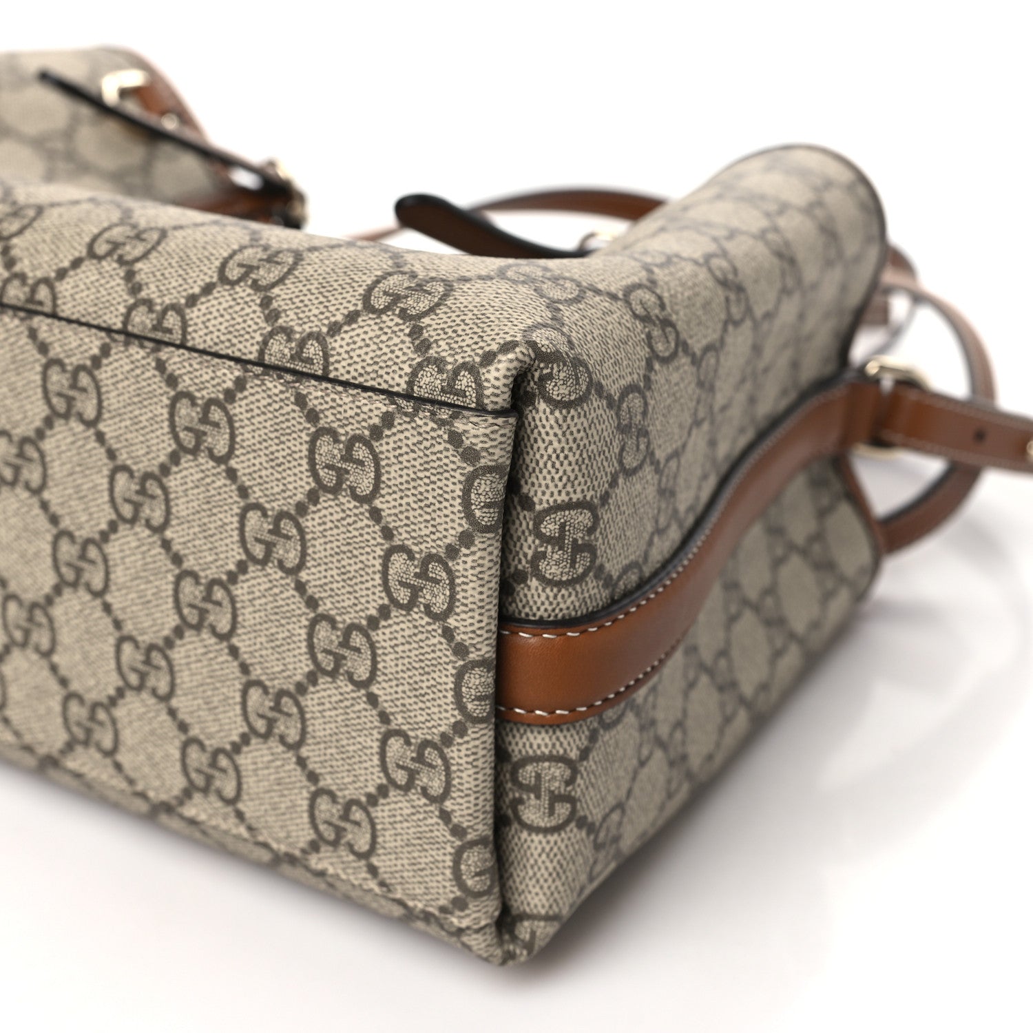 GG Supreme Monogram Emblem Medium Tote Bag Beige Dark Brown