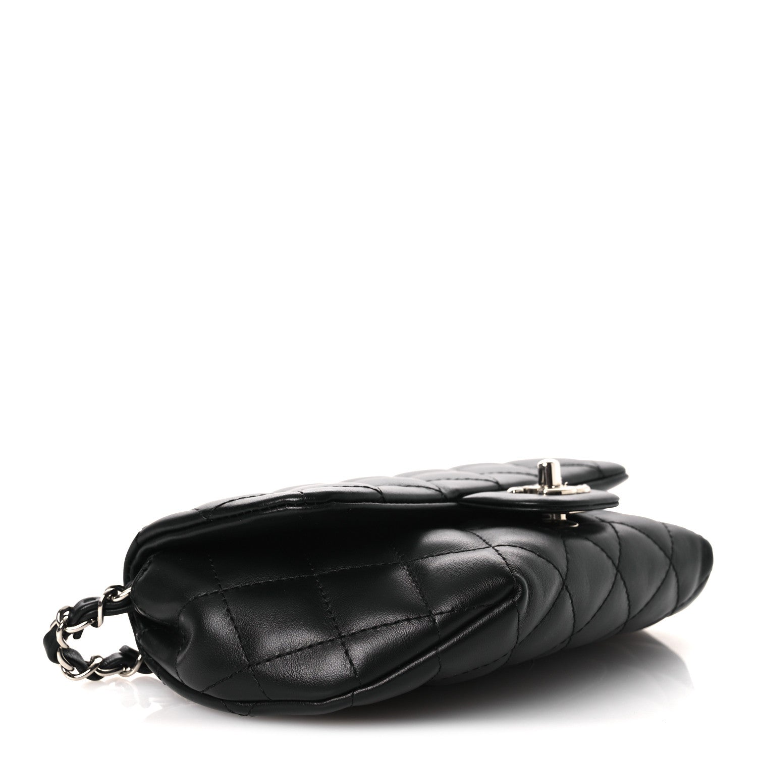 Calfskin Quilted CC Uniform Flap Belt Bag Black