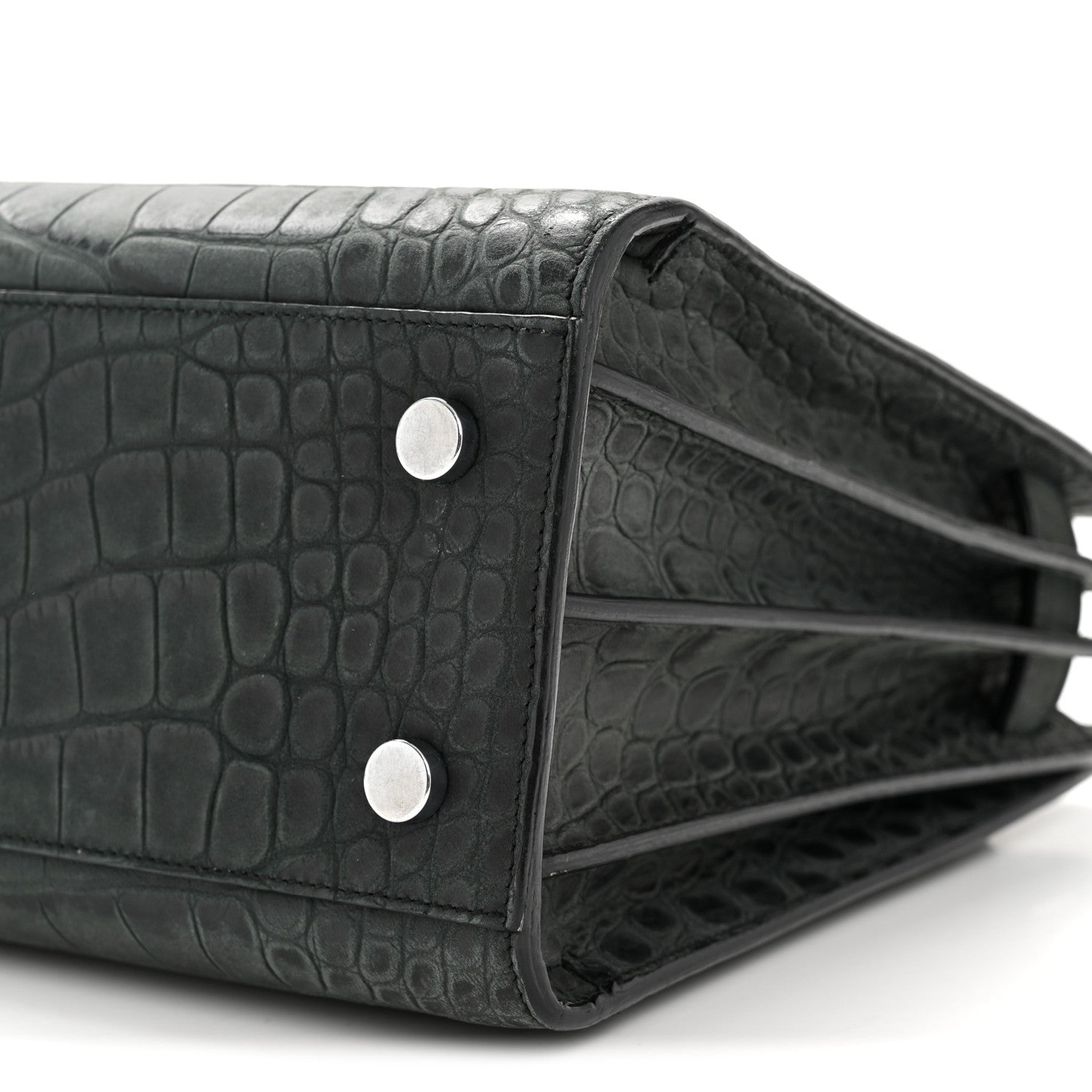 Calfskin Crocodile Embossed Baby Sac de Jour Dusty Black