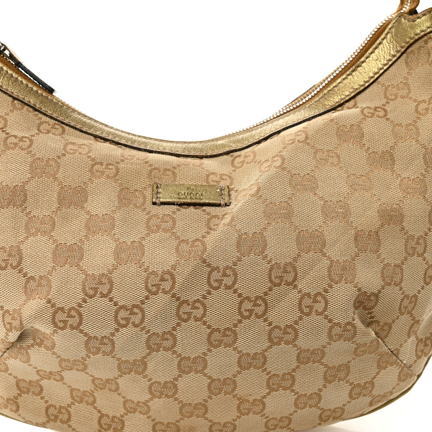 Monogram Web Medium Half Moon Hobo Gold Pink