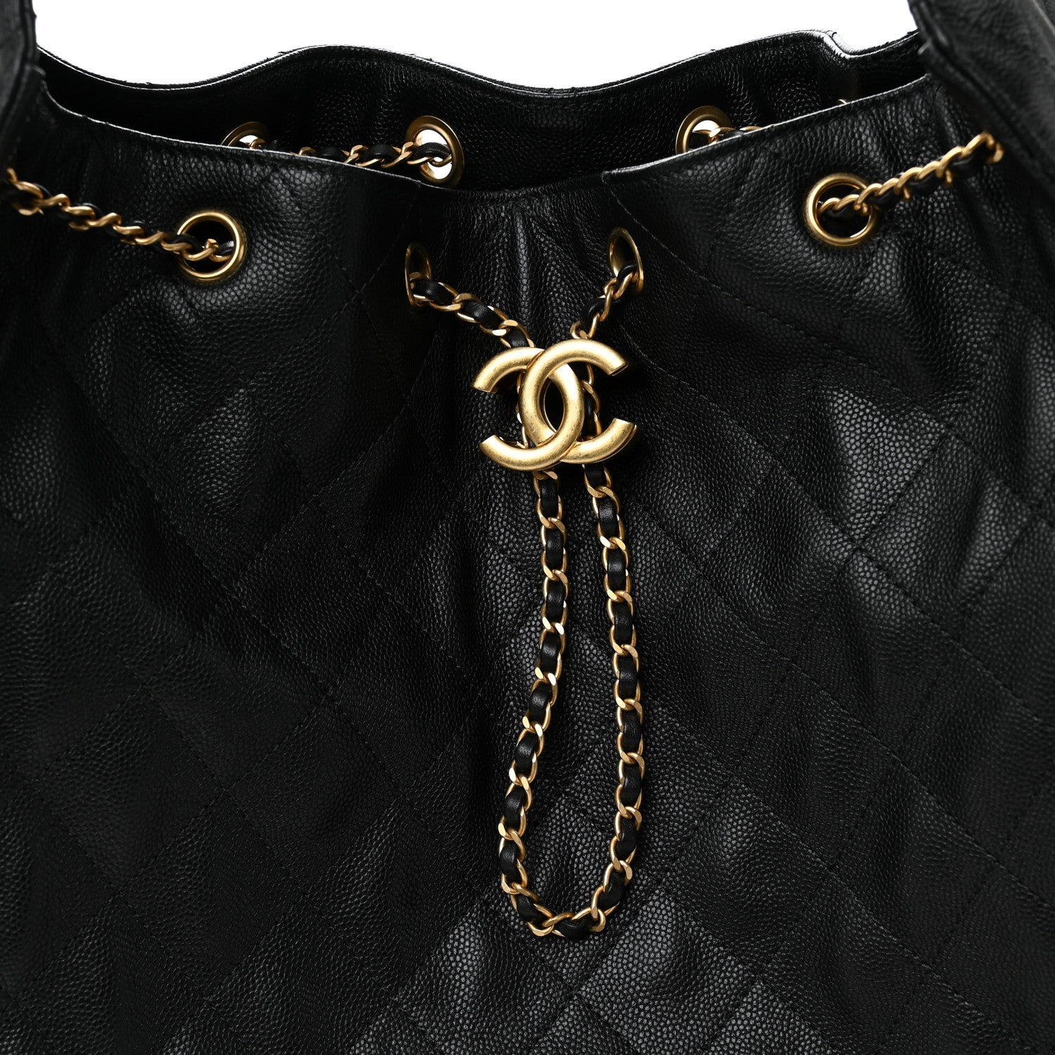 Caviar Quilted Medium Chanel 25 Handbag Black