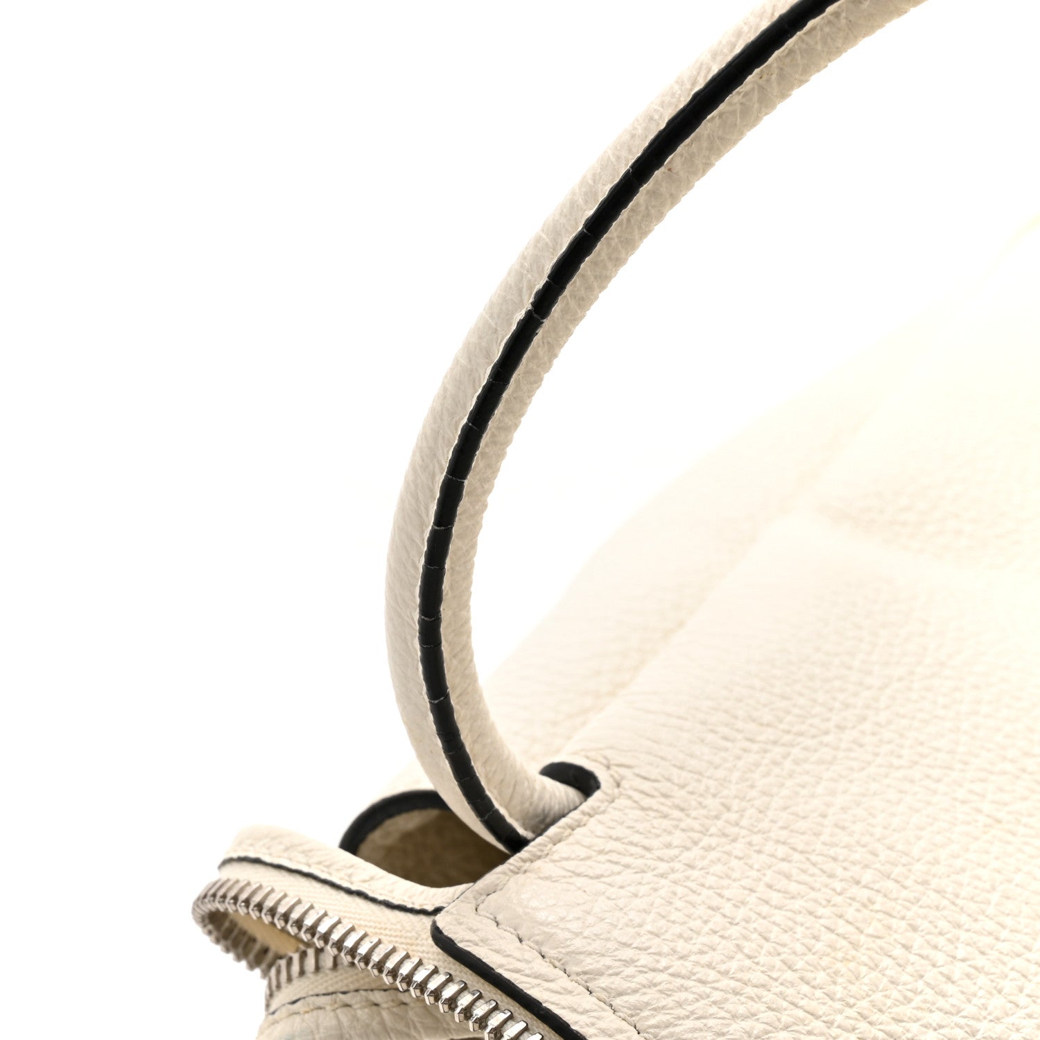Vitello Daino Soft Medium Zippered Top Handle Bag White