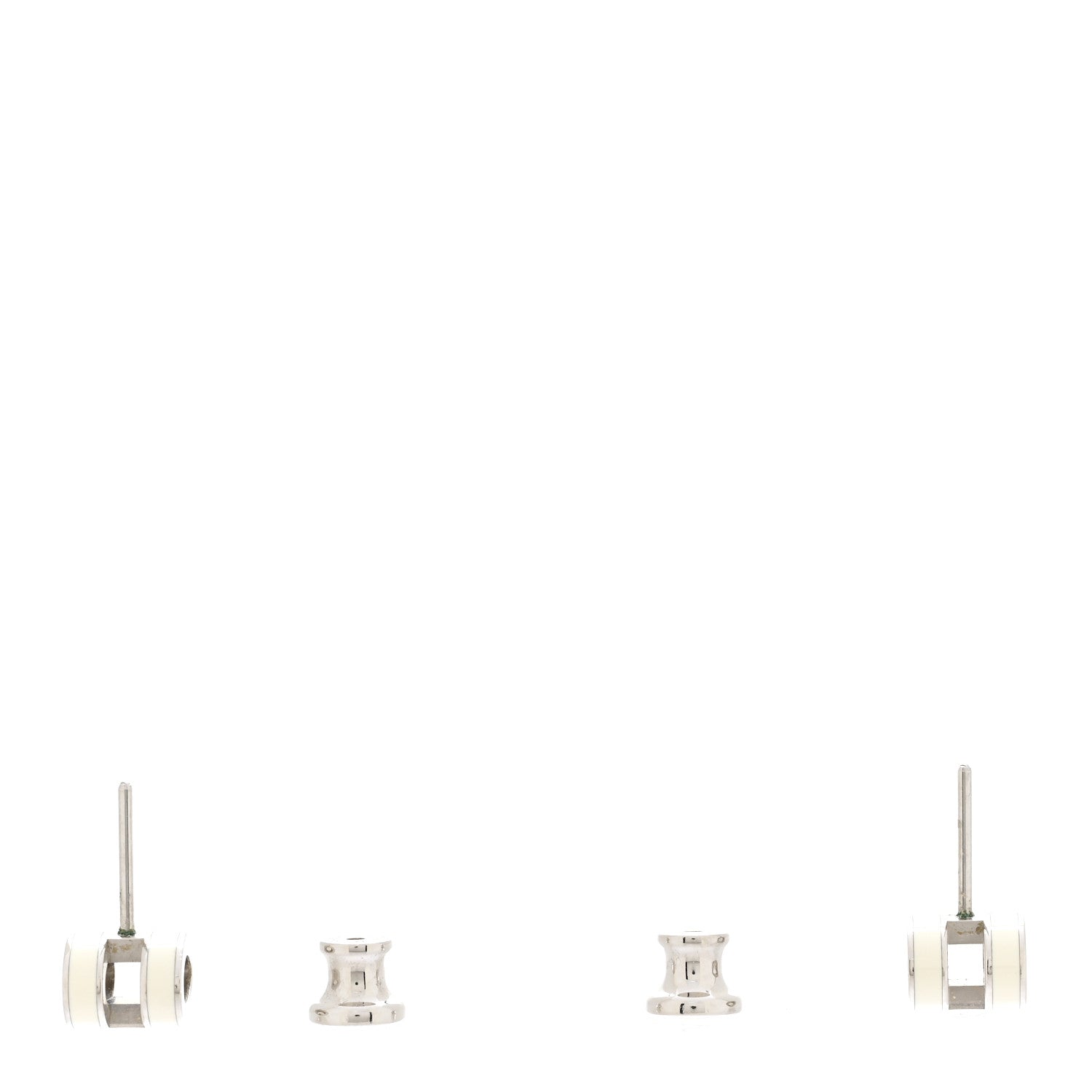 Palladium Lacquered Mini Pop H Earrings White