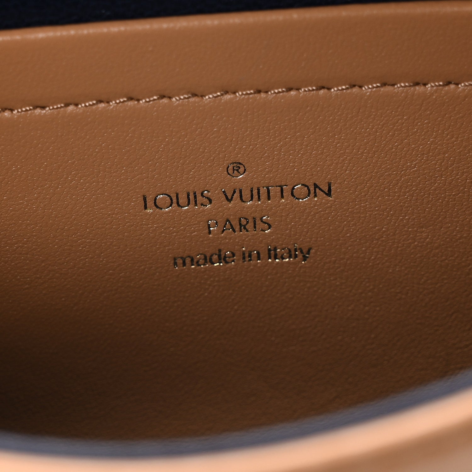 Lambskin Embossed Monogram Pochette Coussin Camel