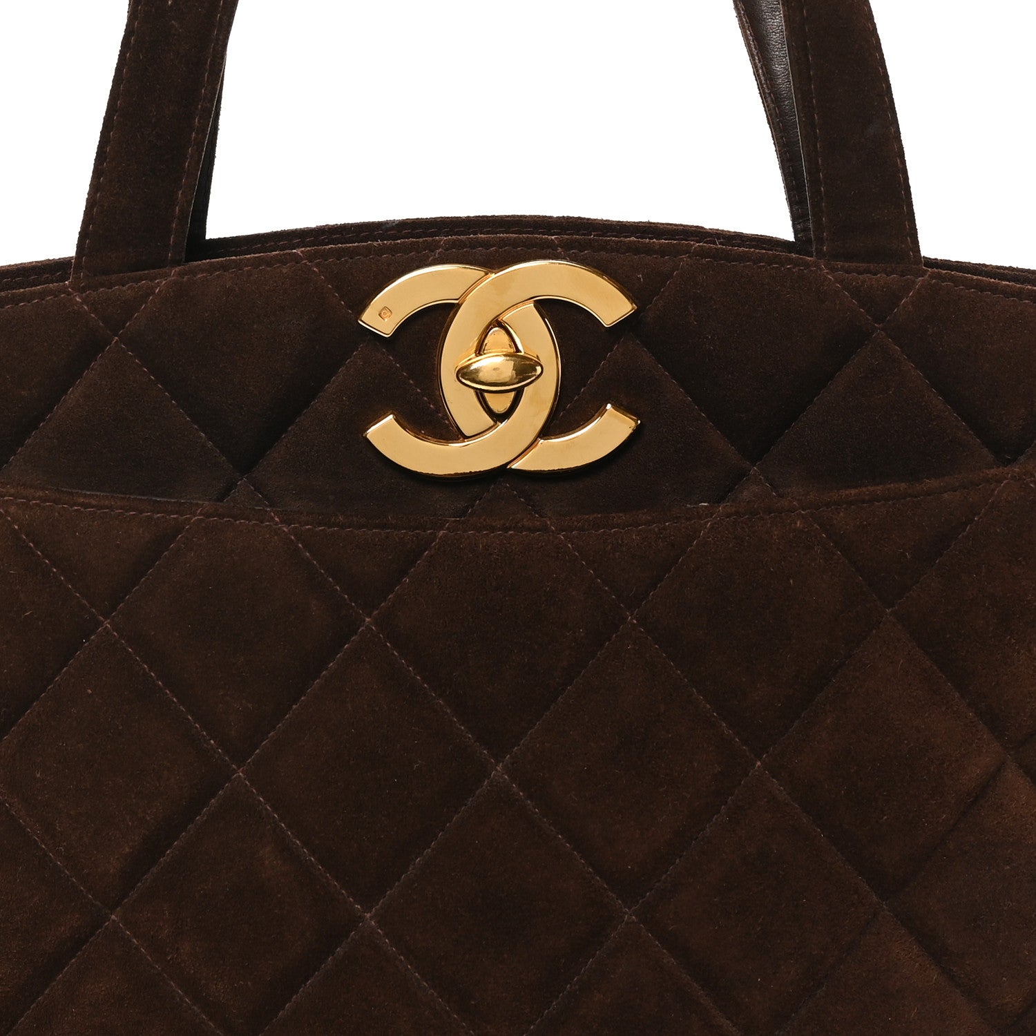 Suede Quilted Tote Brown