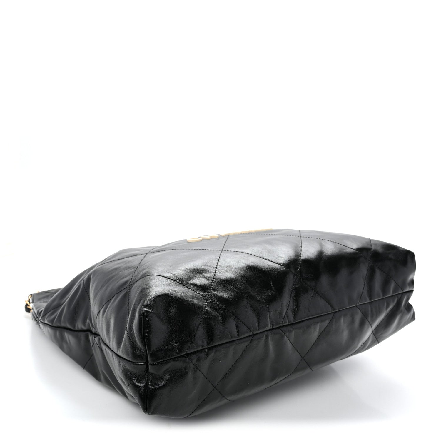 Shiny Calfskin Quilted Large Chanel 22 Black