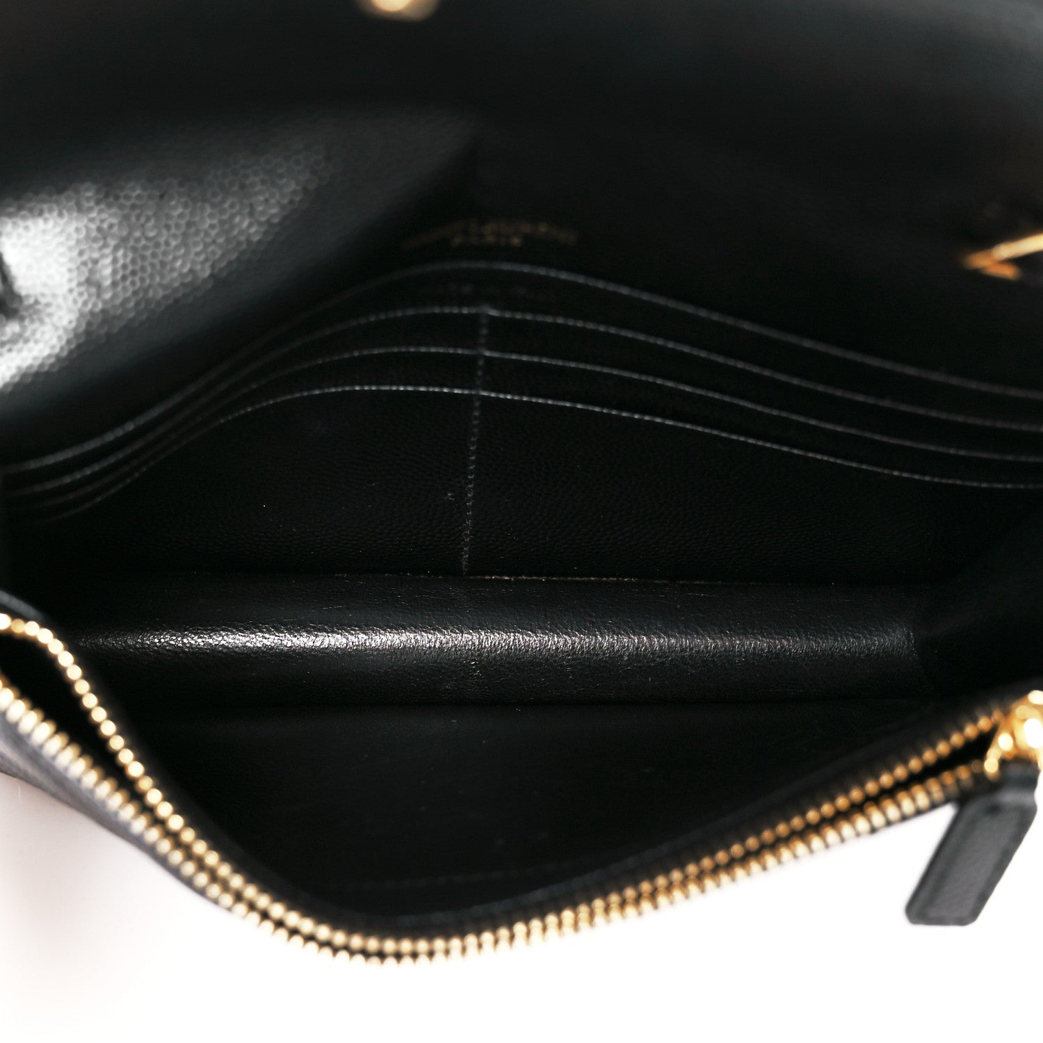 Grain De Poudre Matelasse Chevron Monogram Envelope Chain Wallet Black