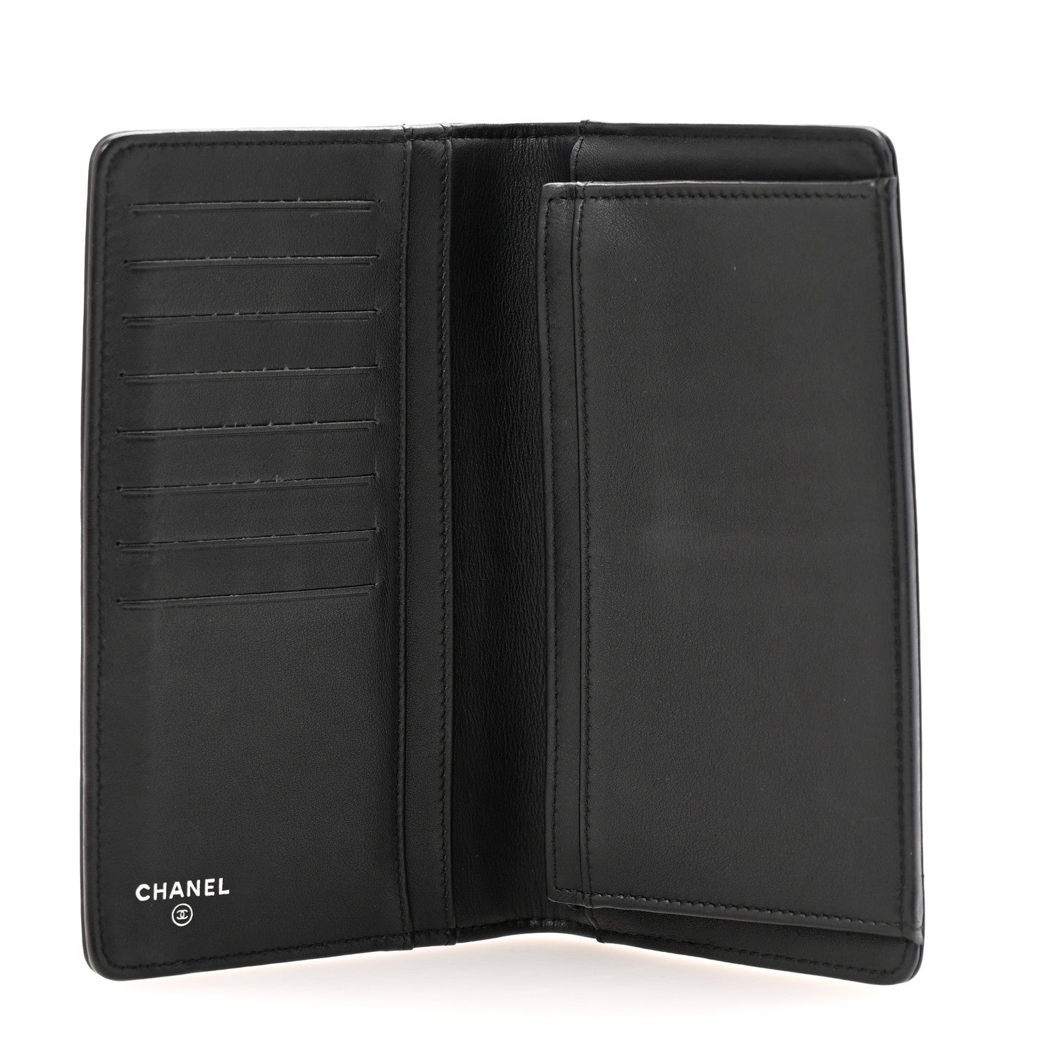 Calfskin Chevron Quilted Boy Yen Wallet Black