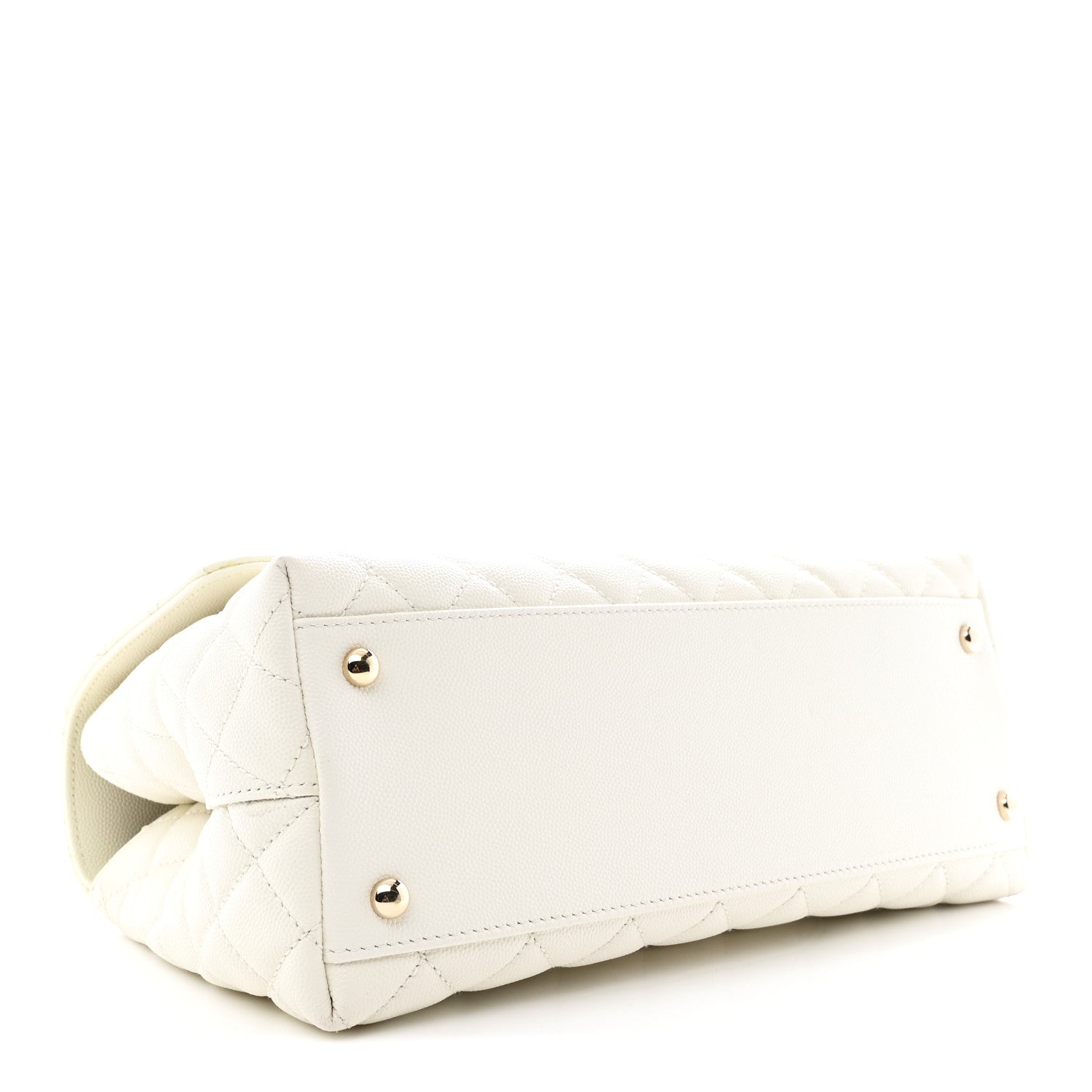 Caviar Quilted Small Coco Handle Flap White