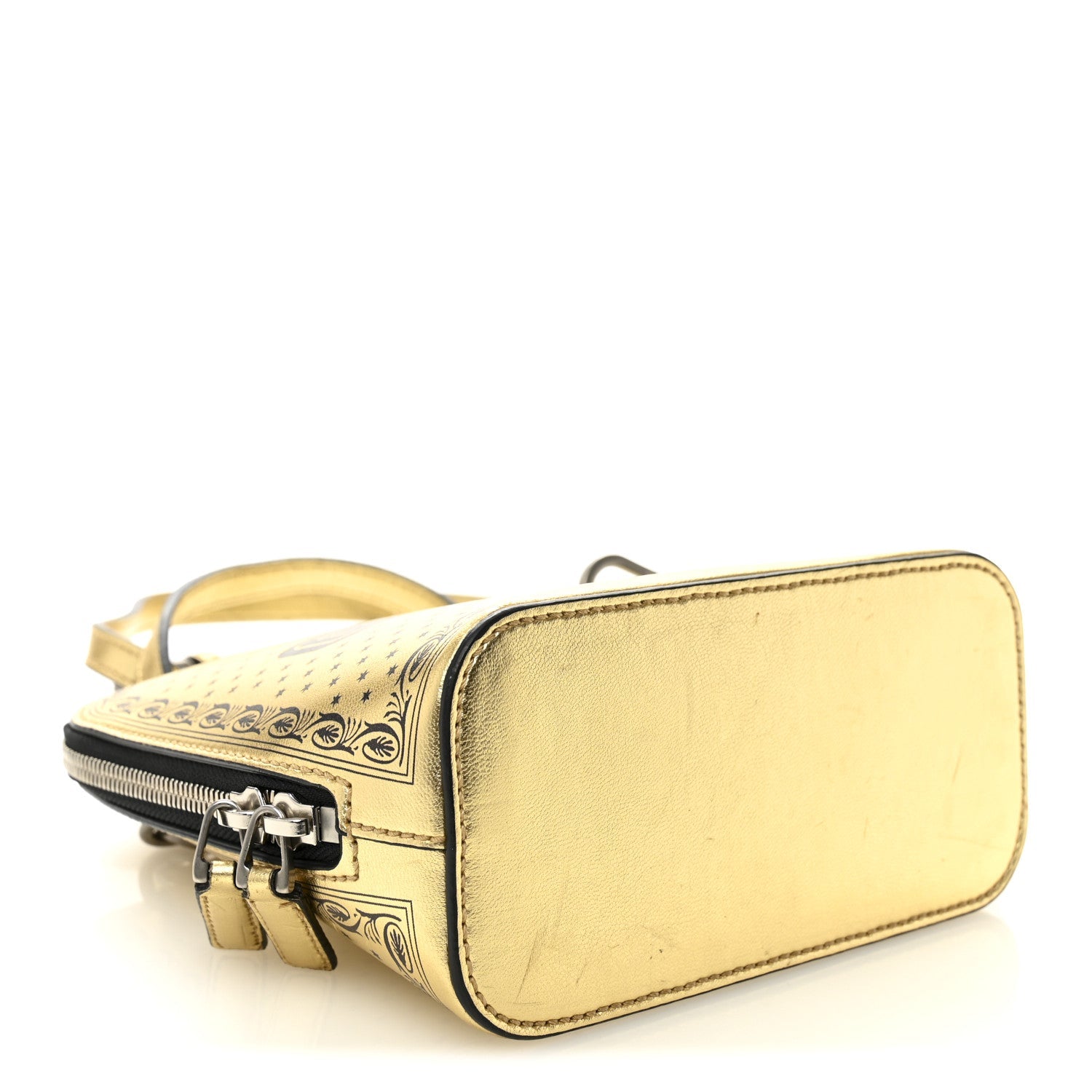 X SEGA Calfskin GUCCY Stars Mini Dome Shoulder Bag Gold