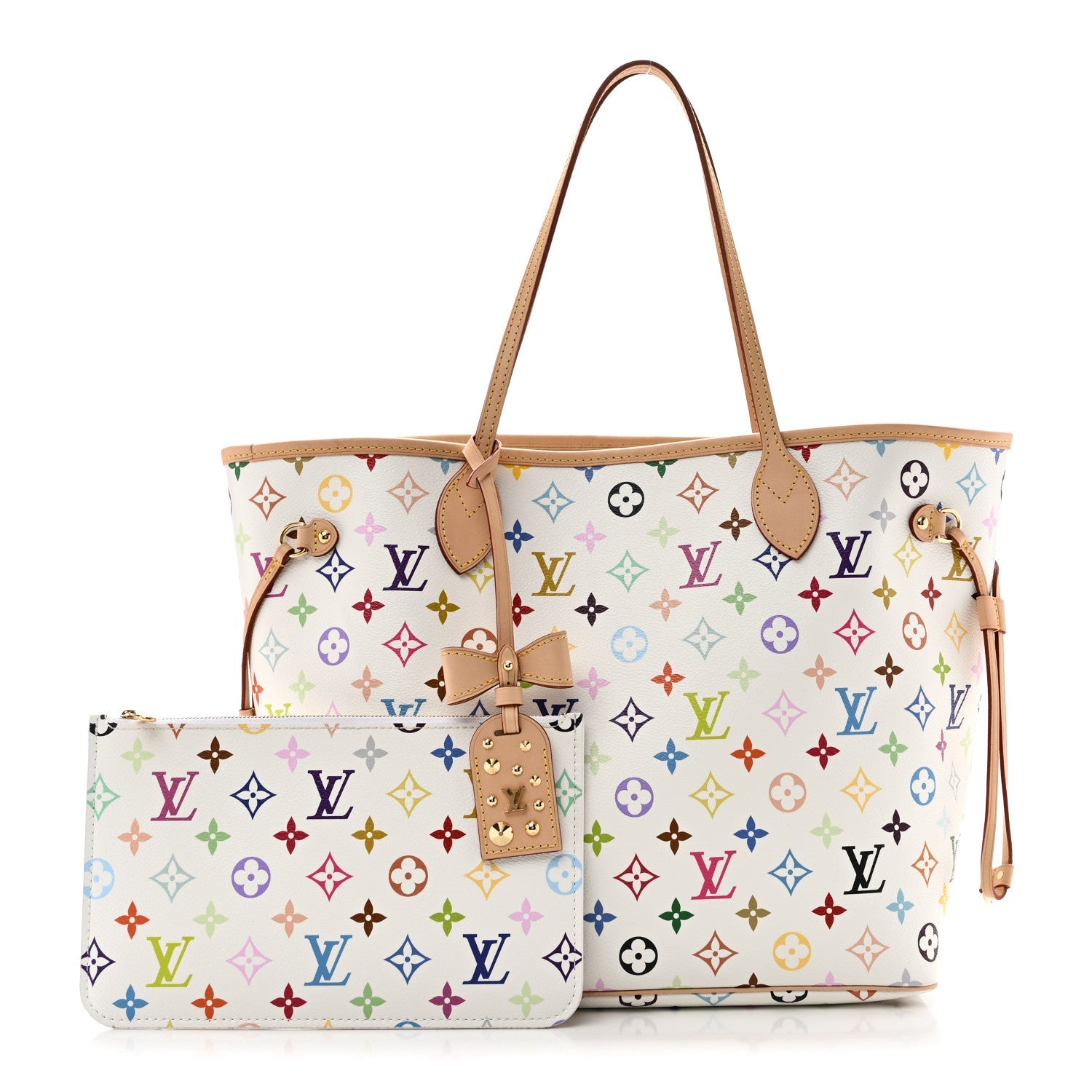 LV X TM Monogram Multicolor Neverfull MM White