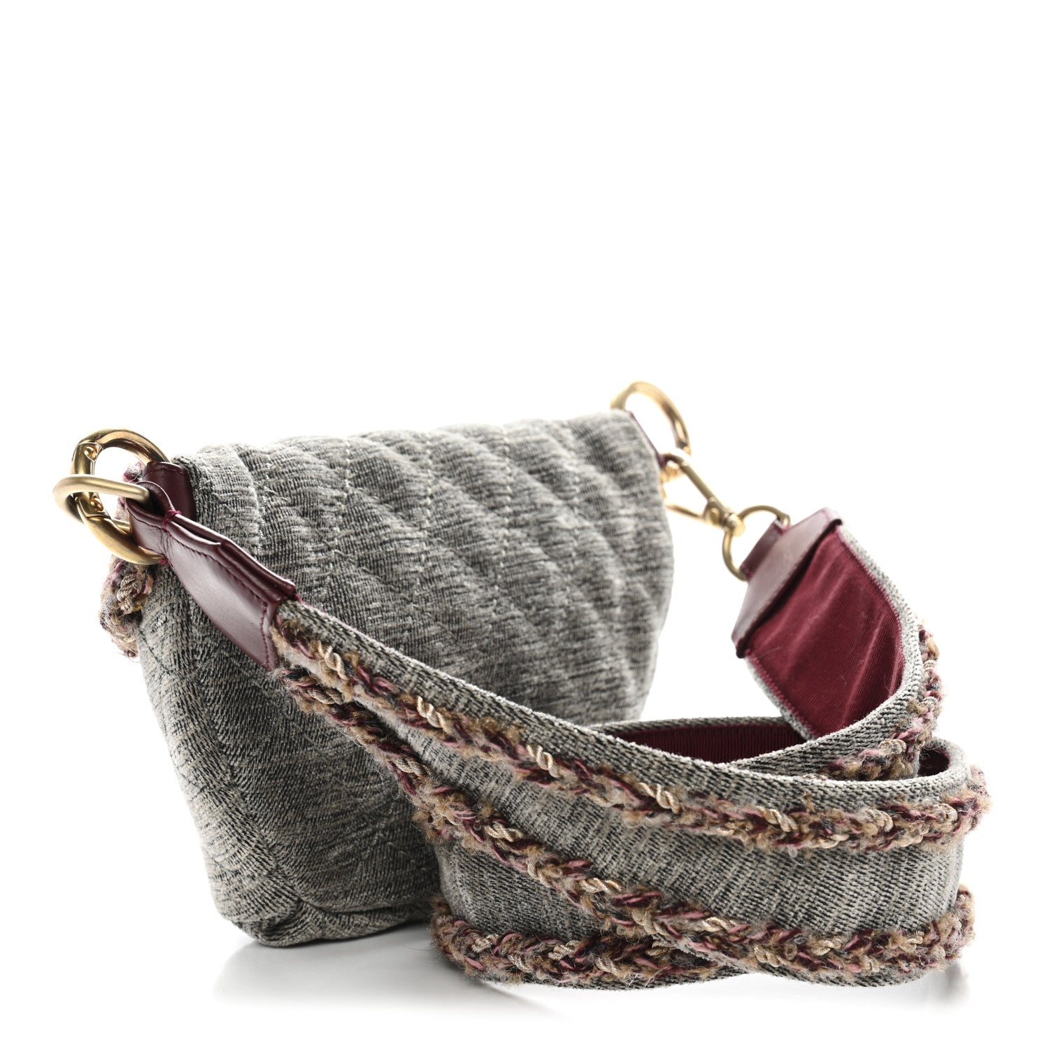 Wool Velvet Quilted Parisian Stroll Belt Bag Grey
